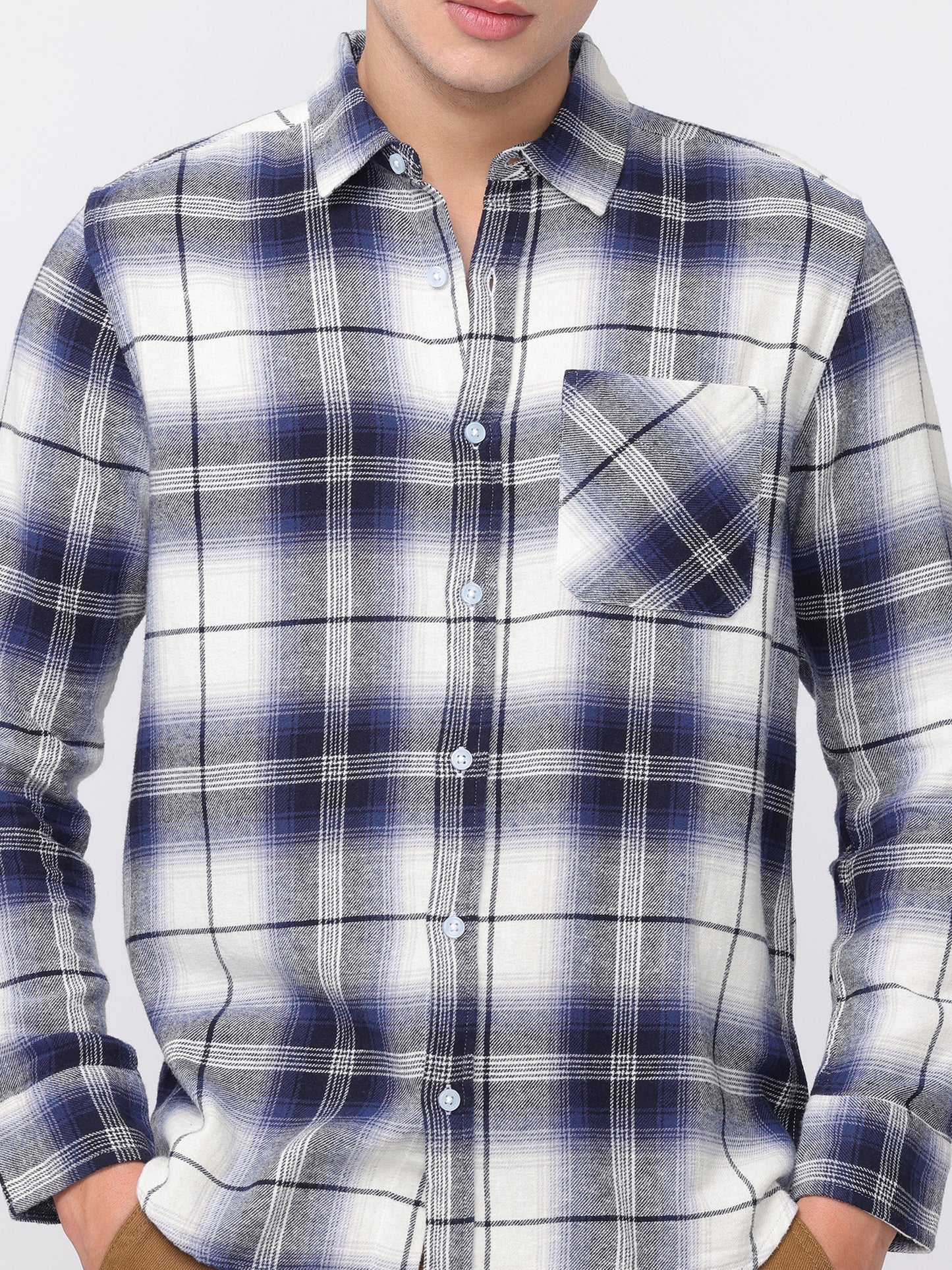 Men Blue Regular Fit Checked Shirt