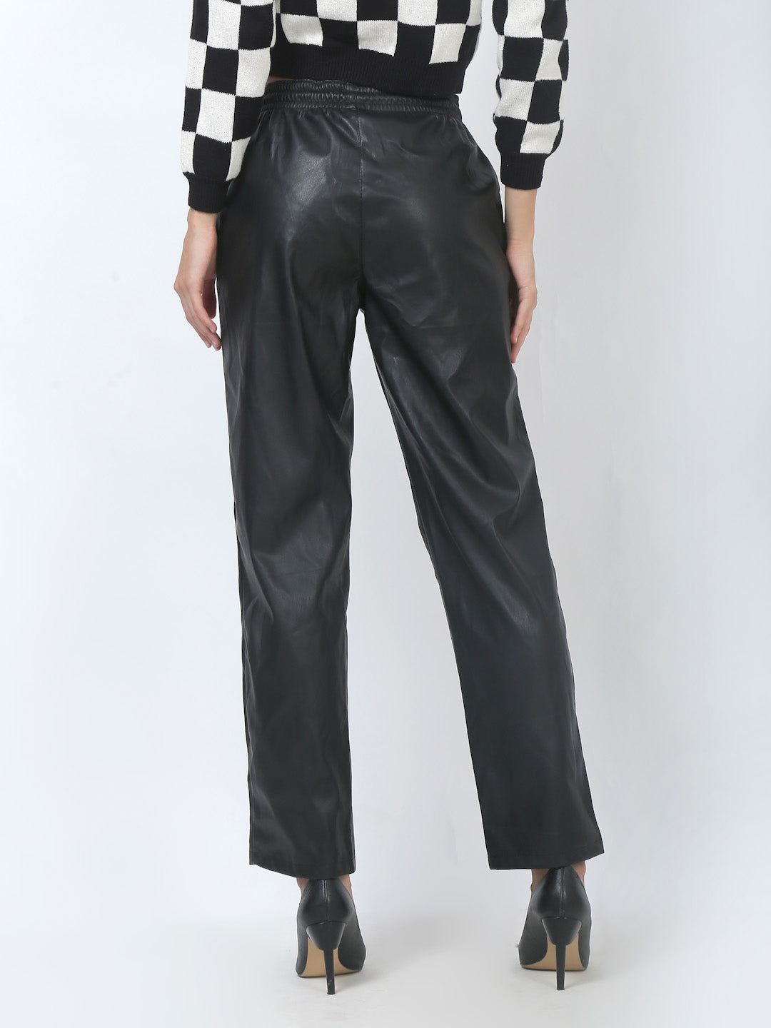 Women Black Faux Leather Pants