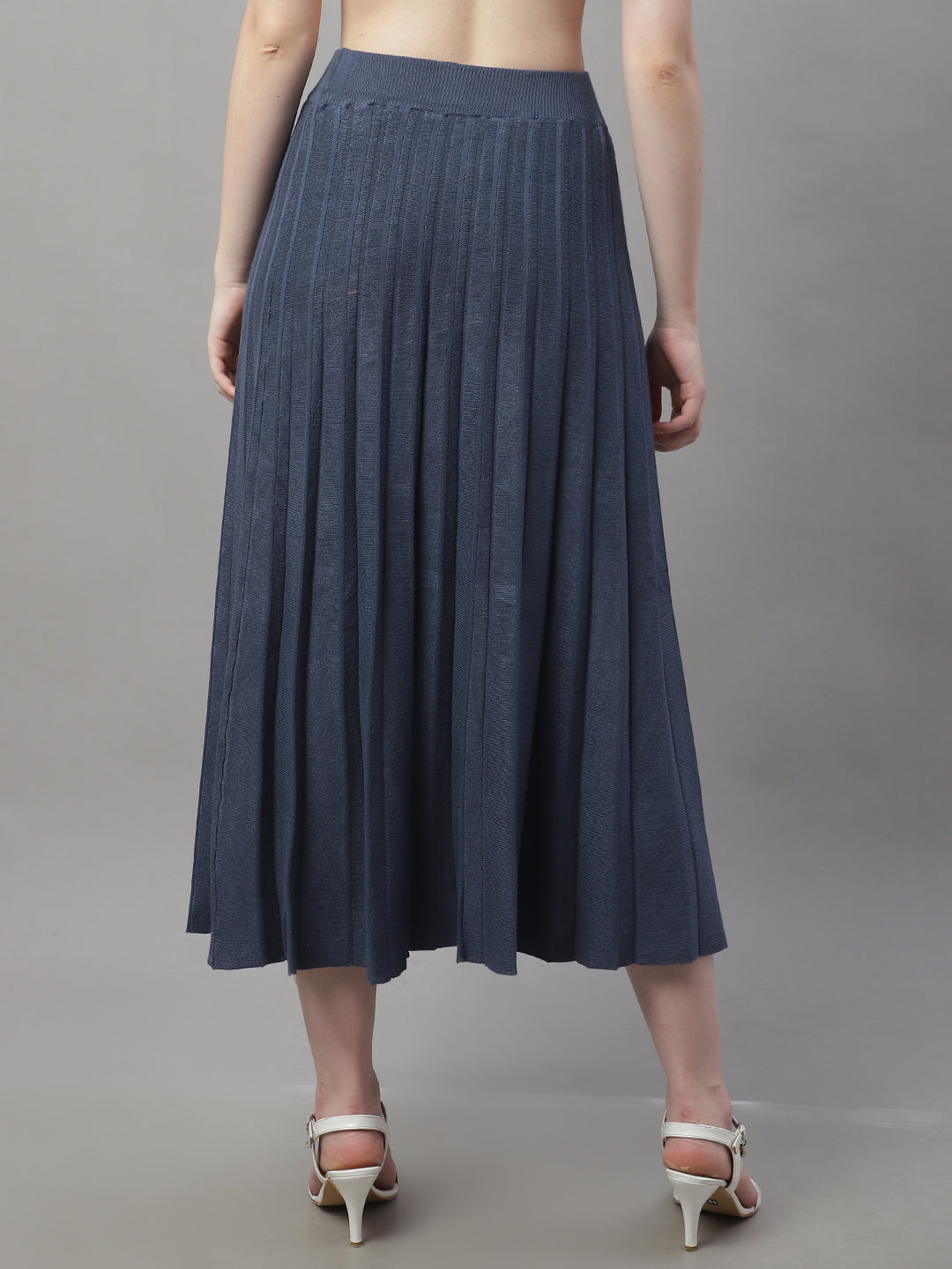 Women Dark Blue Pleated Skirt