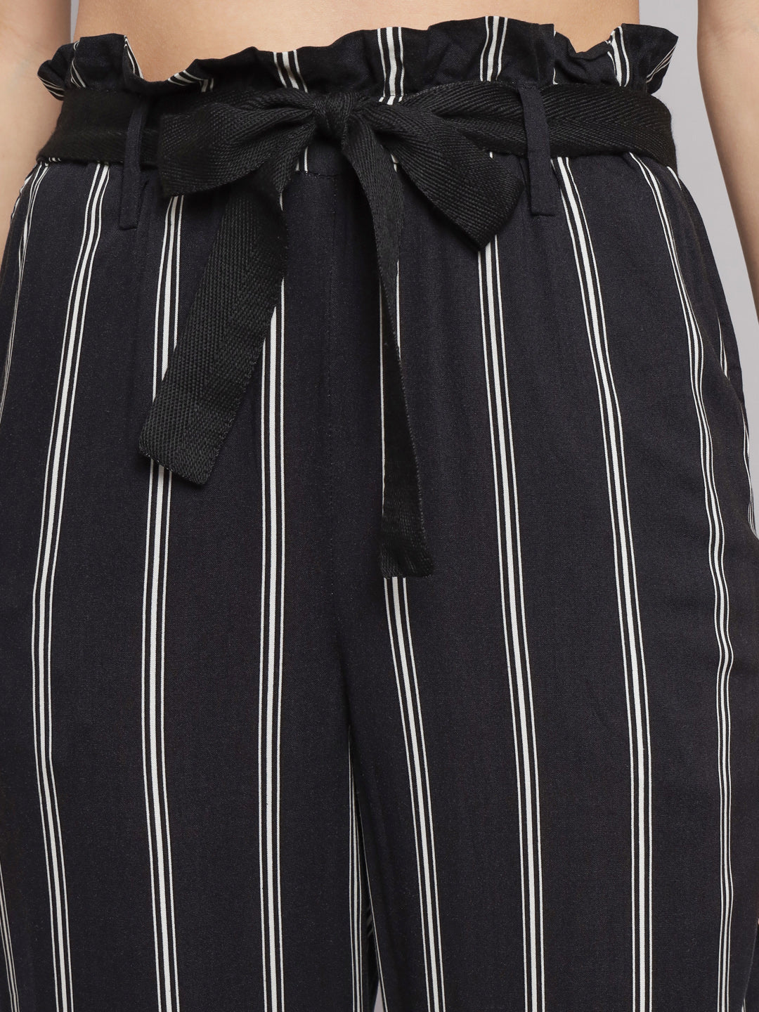 Women Black Stripped Pants