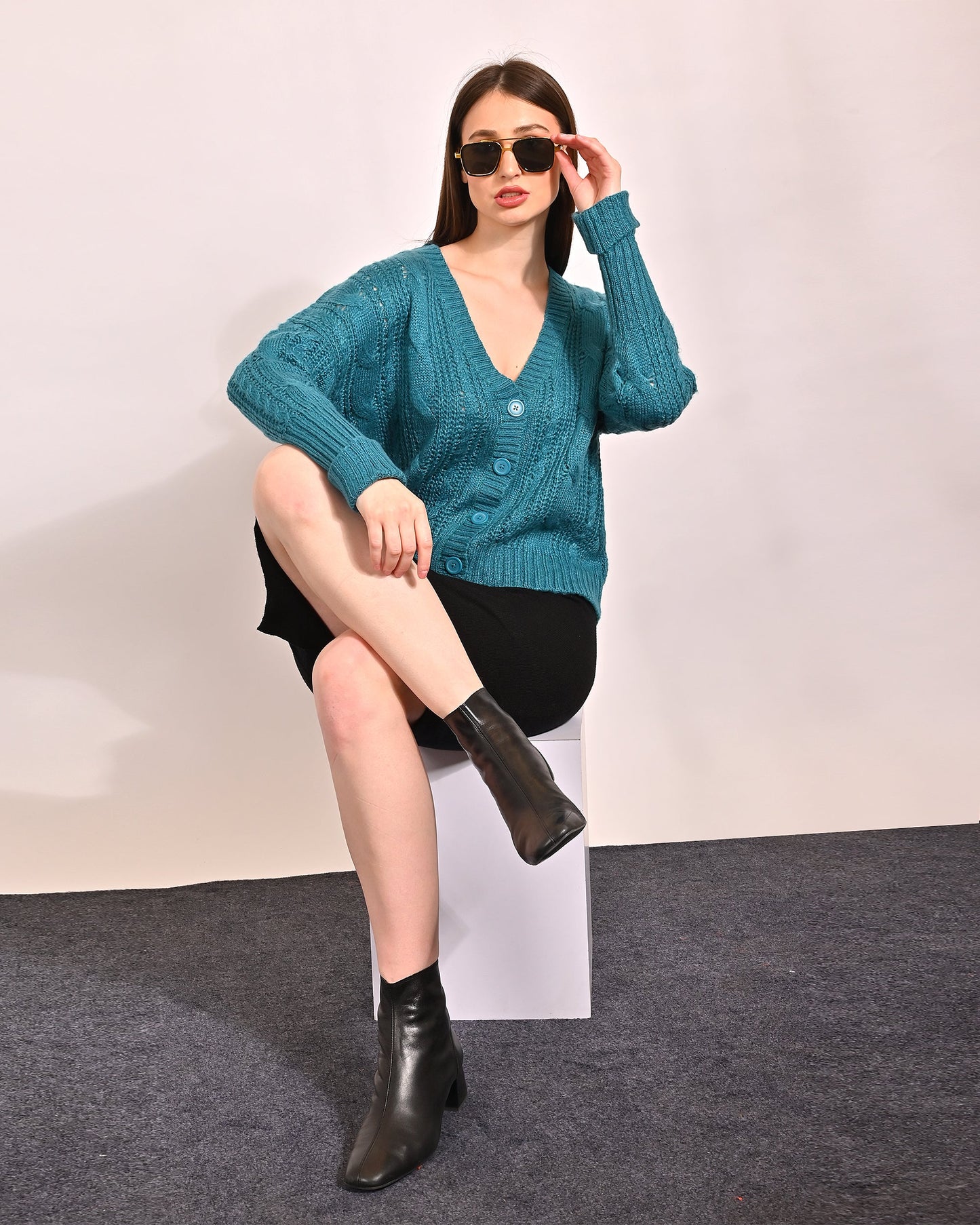 Women Turquoise Cardigan