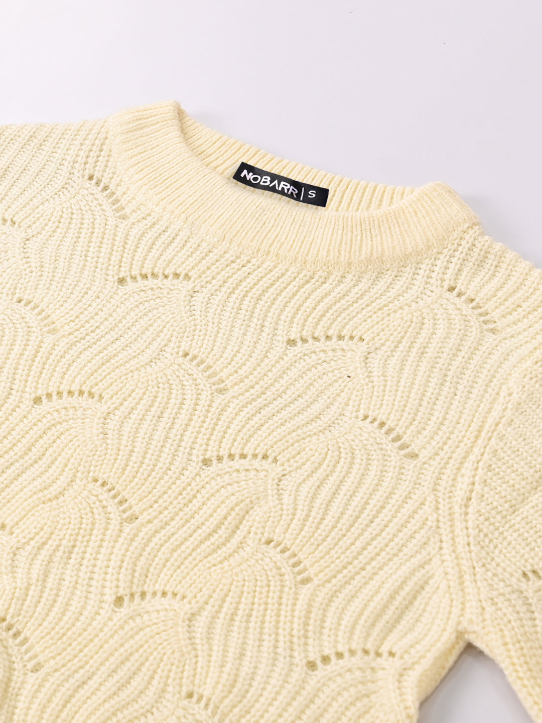 Women Orange Hollow Out Knit Sweater