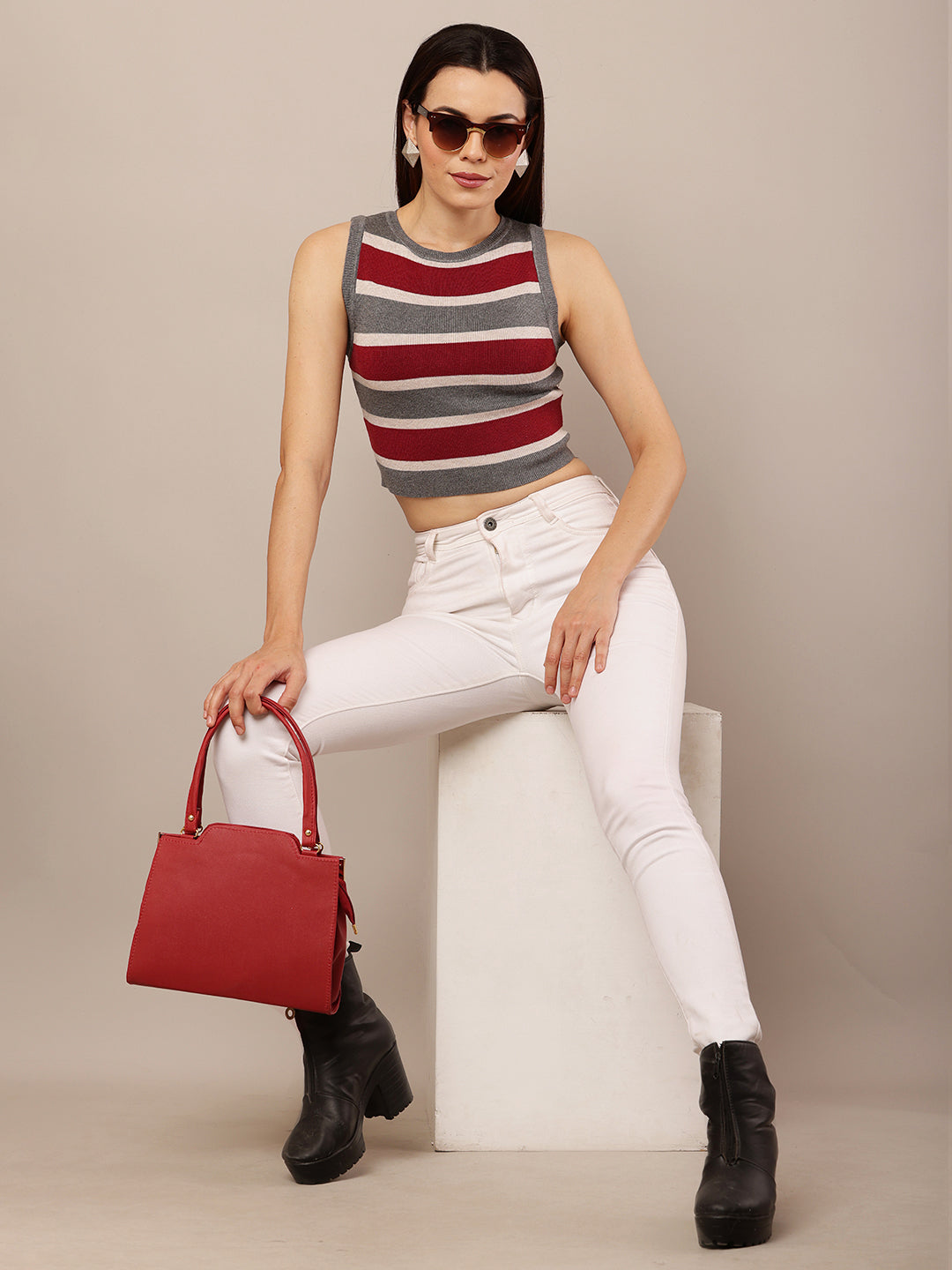Women Multicolour Striped Tank Top