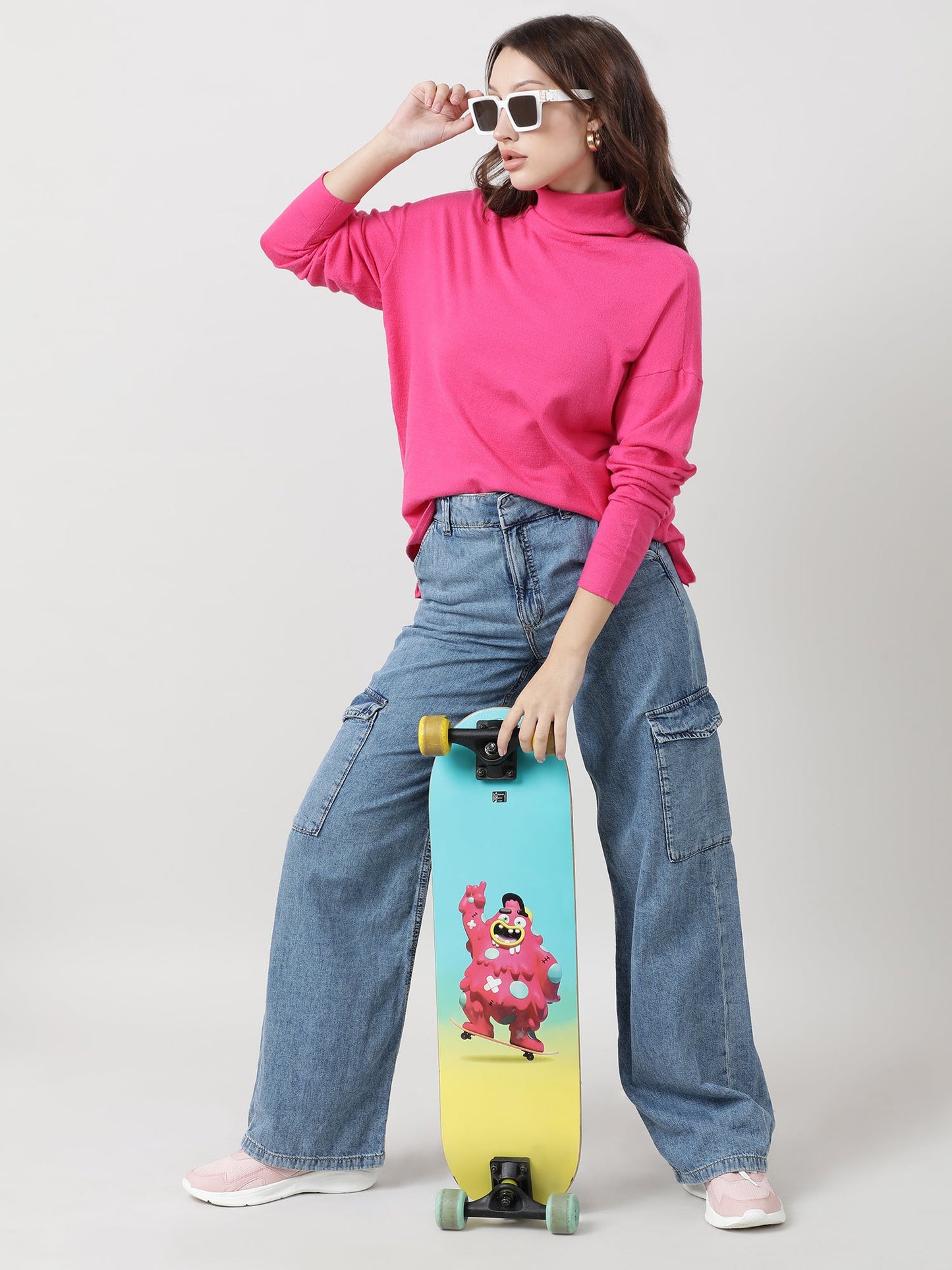 Women Slim Fit Pink Sleeveless Knitted Top