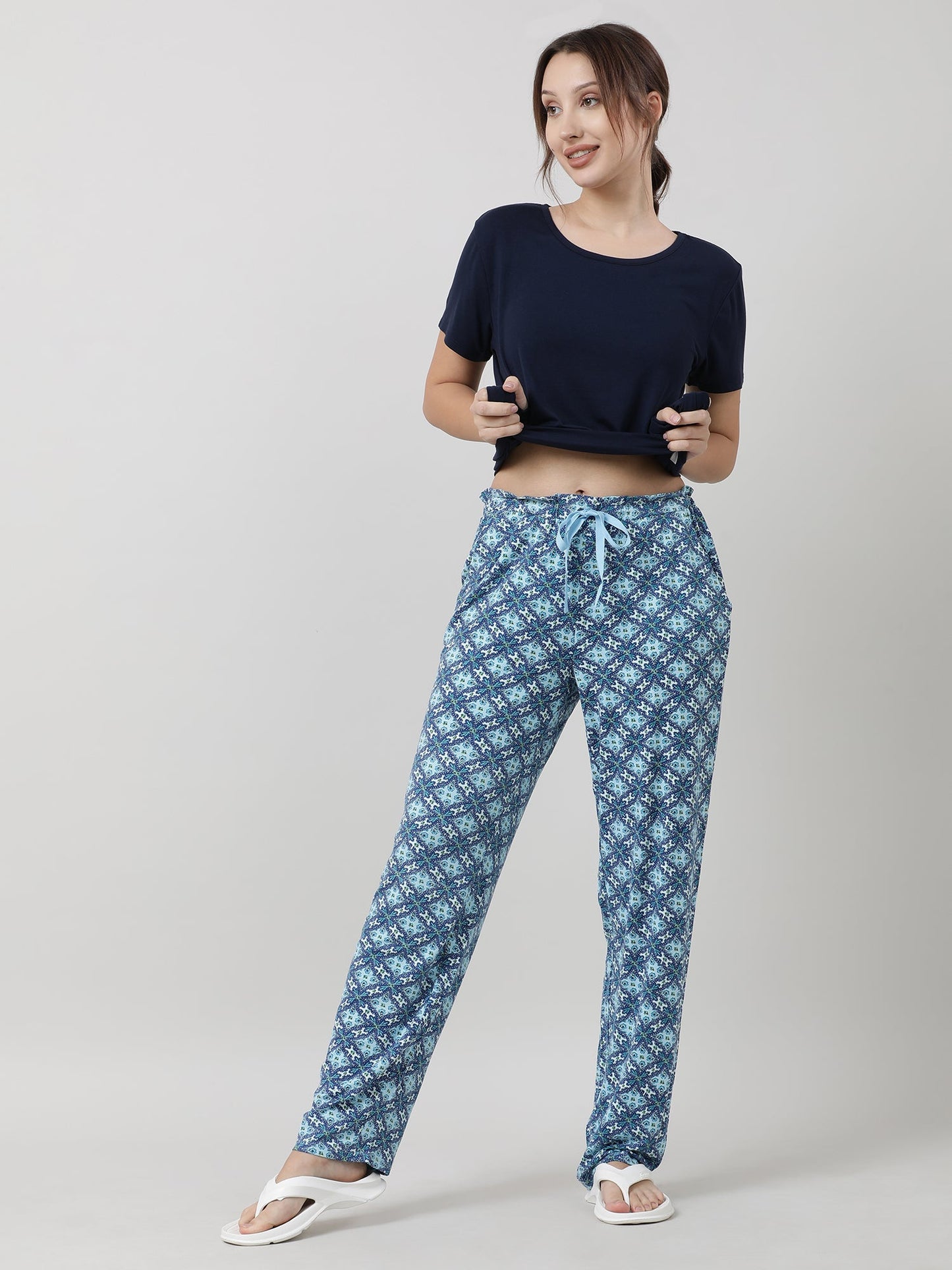 Women Indigo Printed Lounge Pants