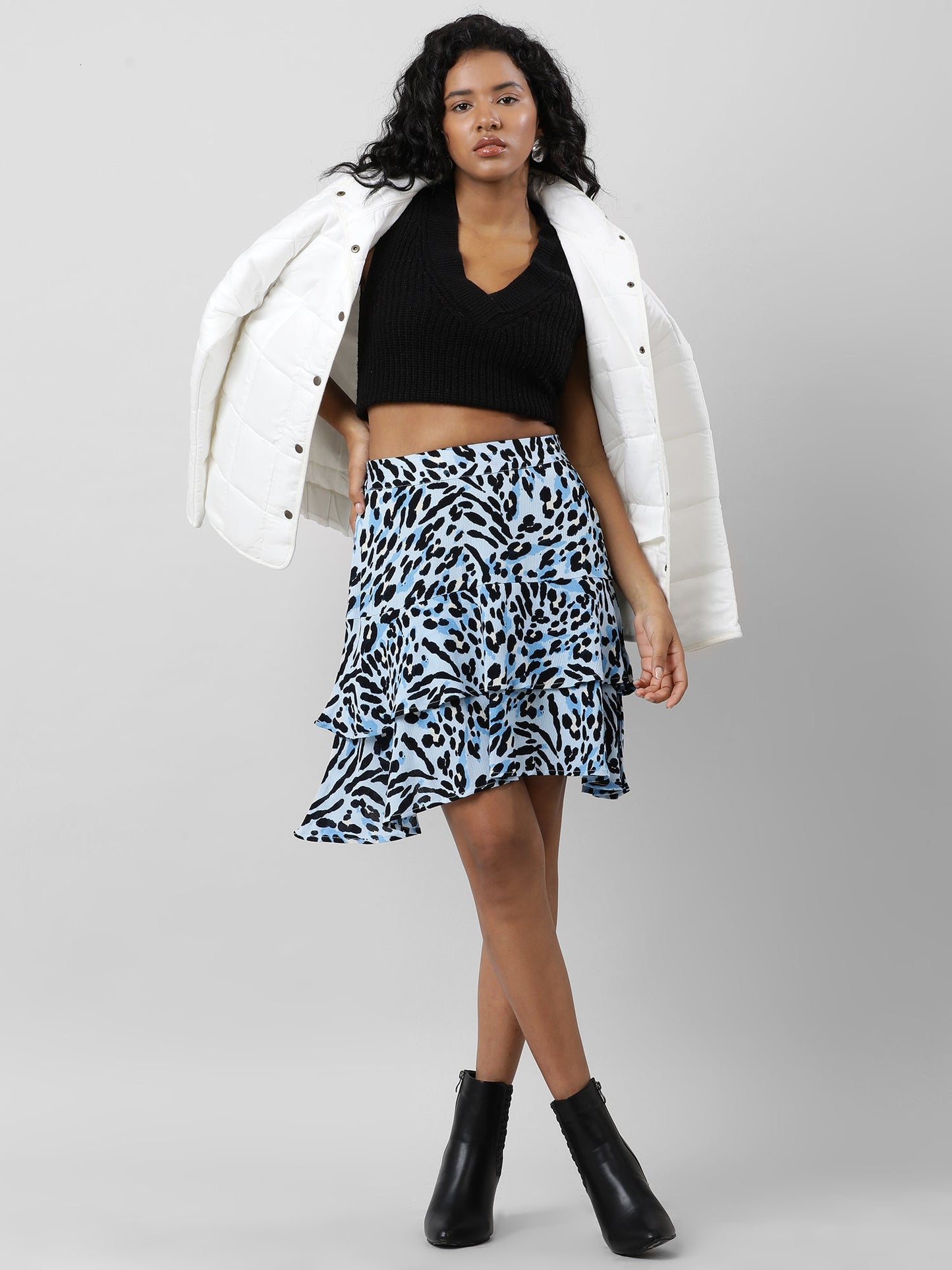 Blooms In Style Layered Blue Skirt