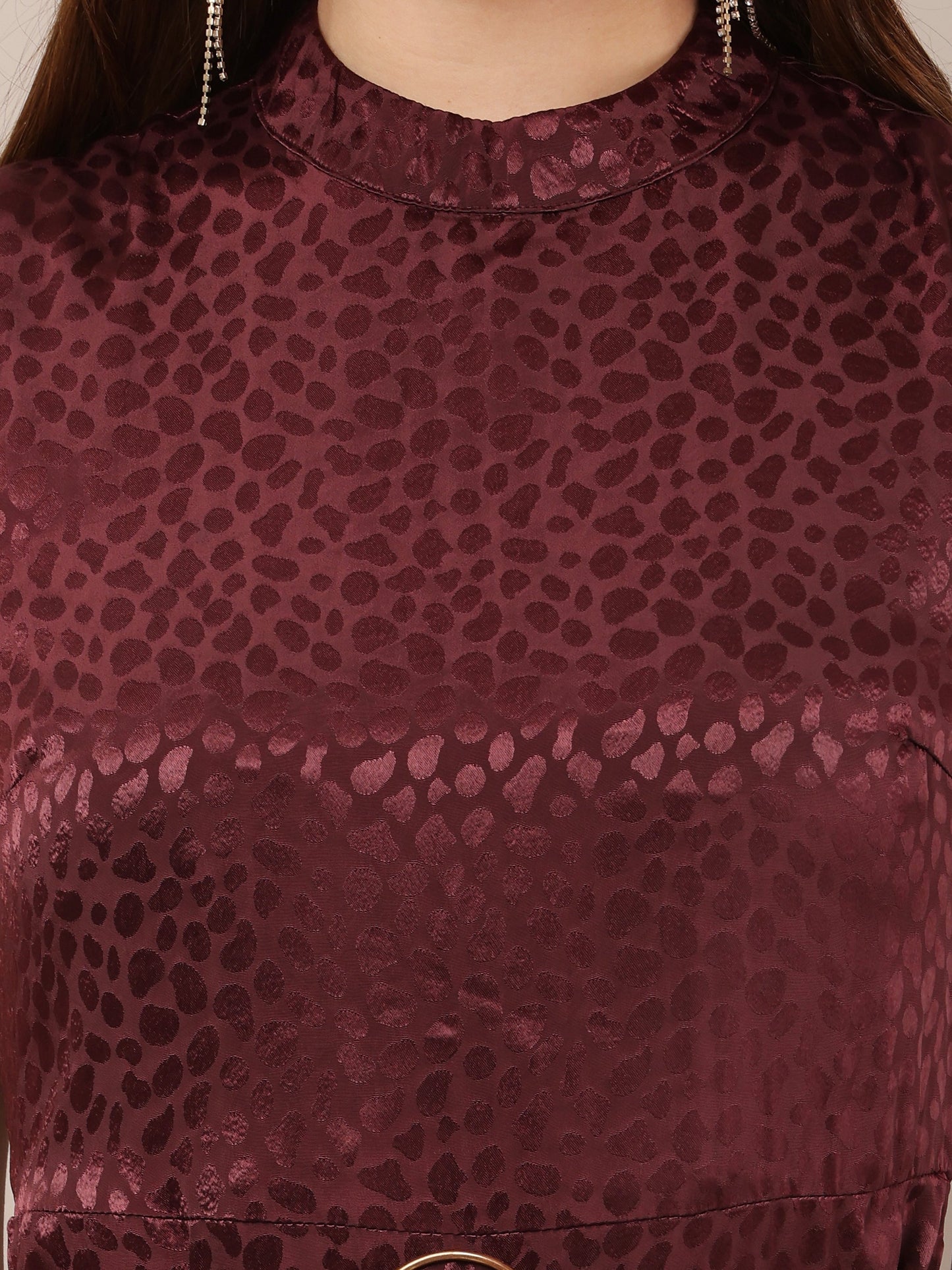 Women Wine Sleeveless Asymmetric Dress