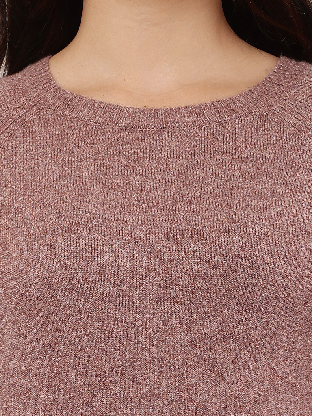Women Wine Round Neck Sweater