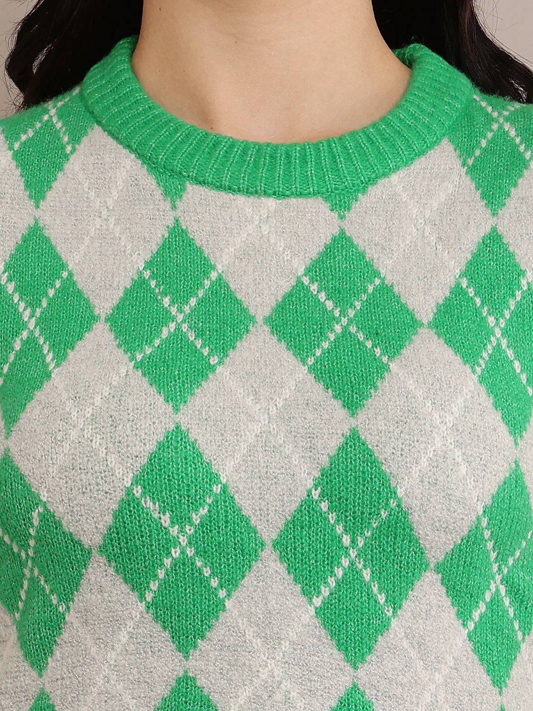 Women Green Full Sleeve Sweater