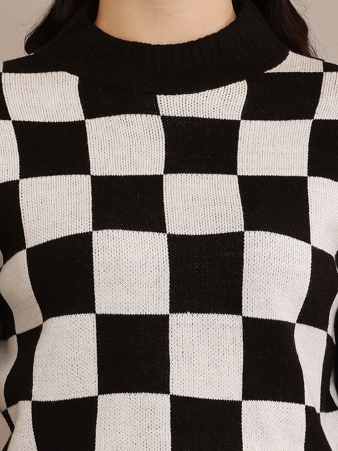 Women Black Rib-Knit Sweater