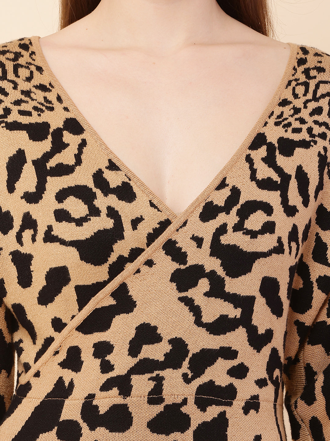Women Brown Animal Print Bodycon Dress