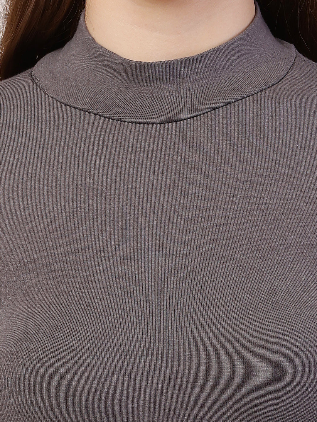 Women Full Sleeve Grey Sweater