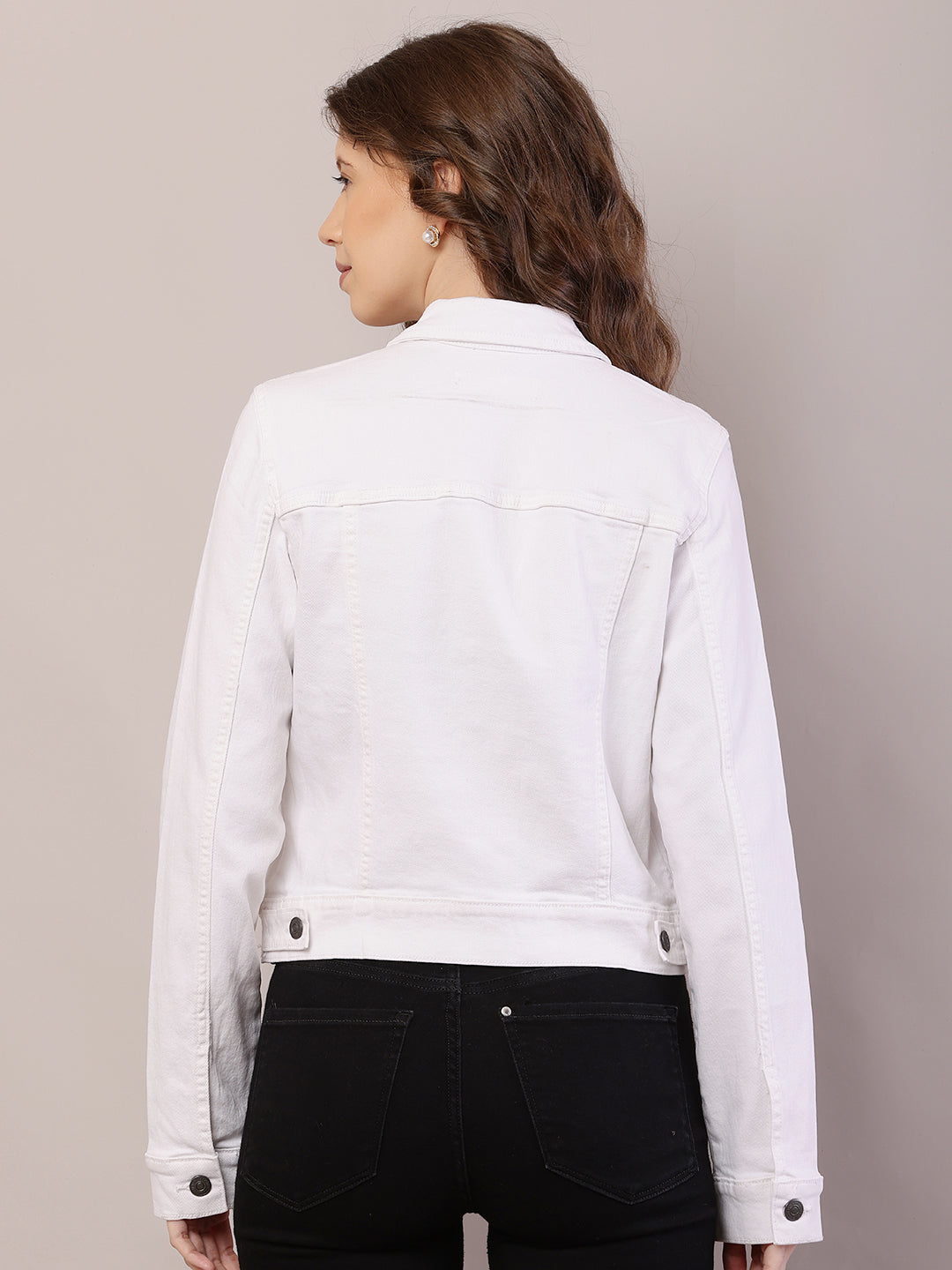 Women Shirt Collar White Jacket