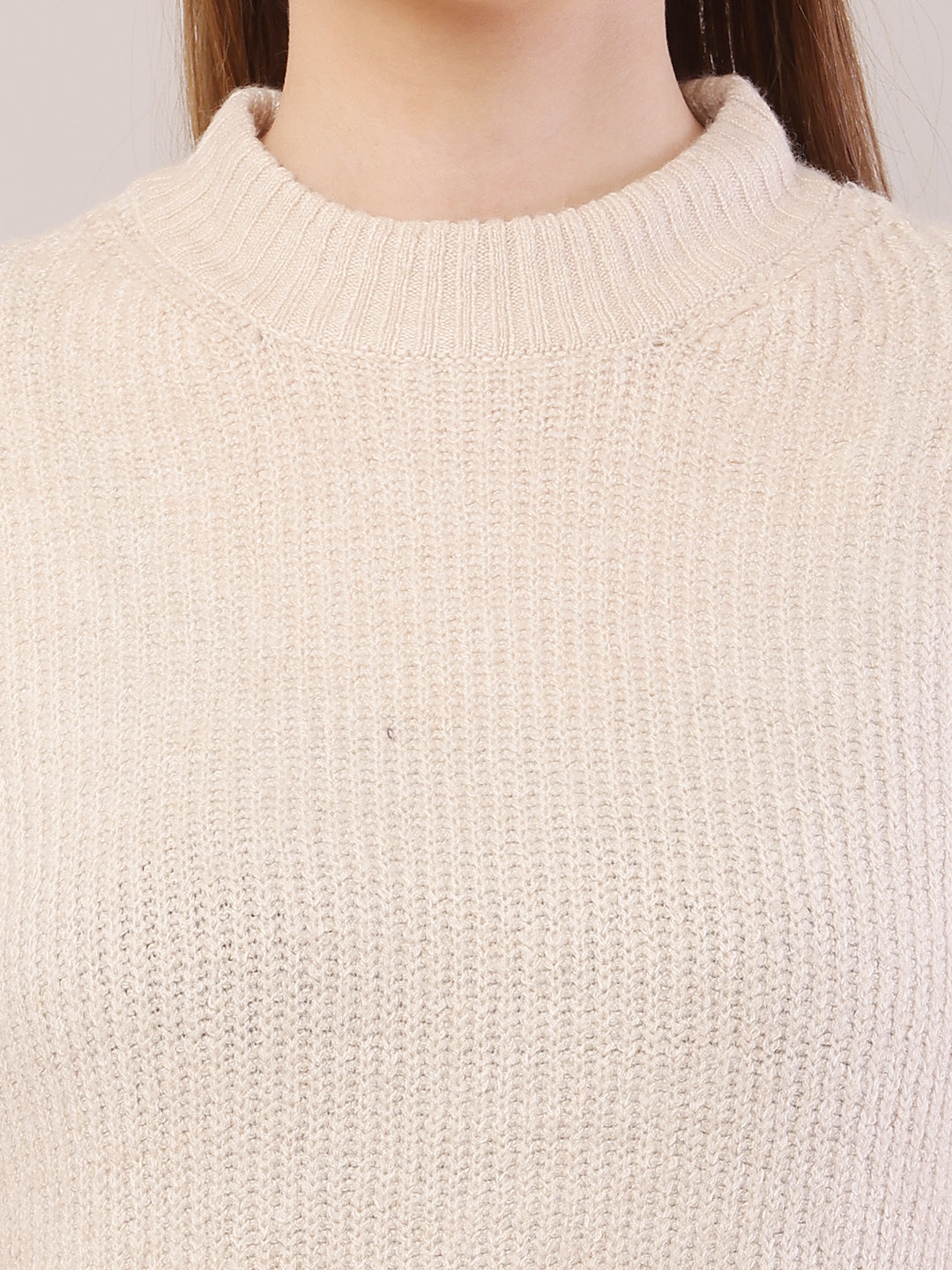 Women Crew-Neck Cream Sweater