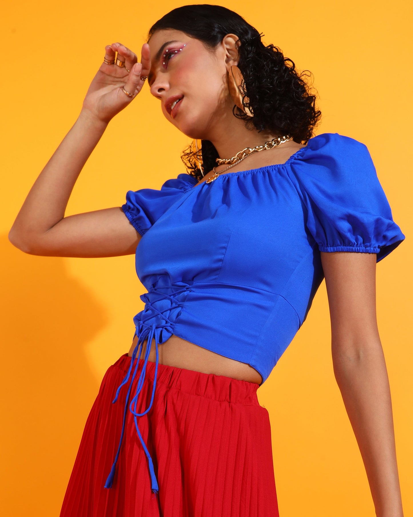 Women Square Neck Floral Fitted Top