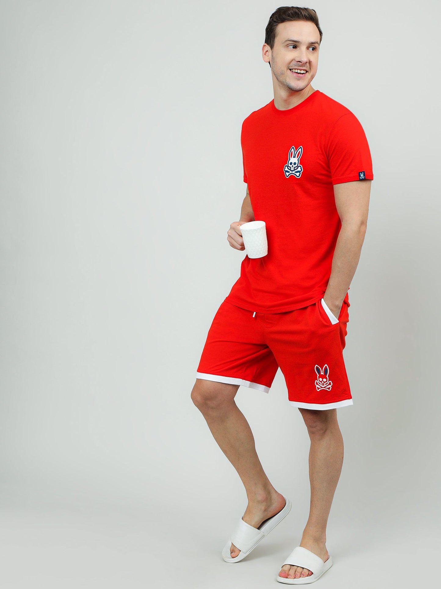 Orange Cotton Knee Length Shorts
