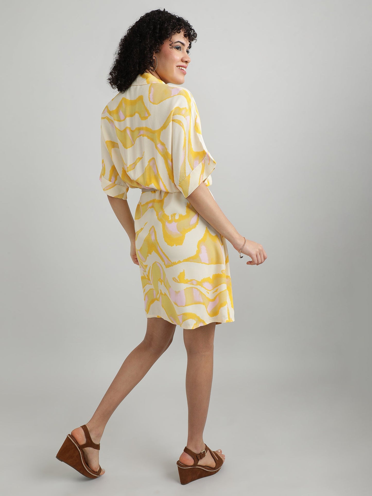 Women Viscose Yellow Bright Dress