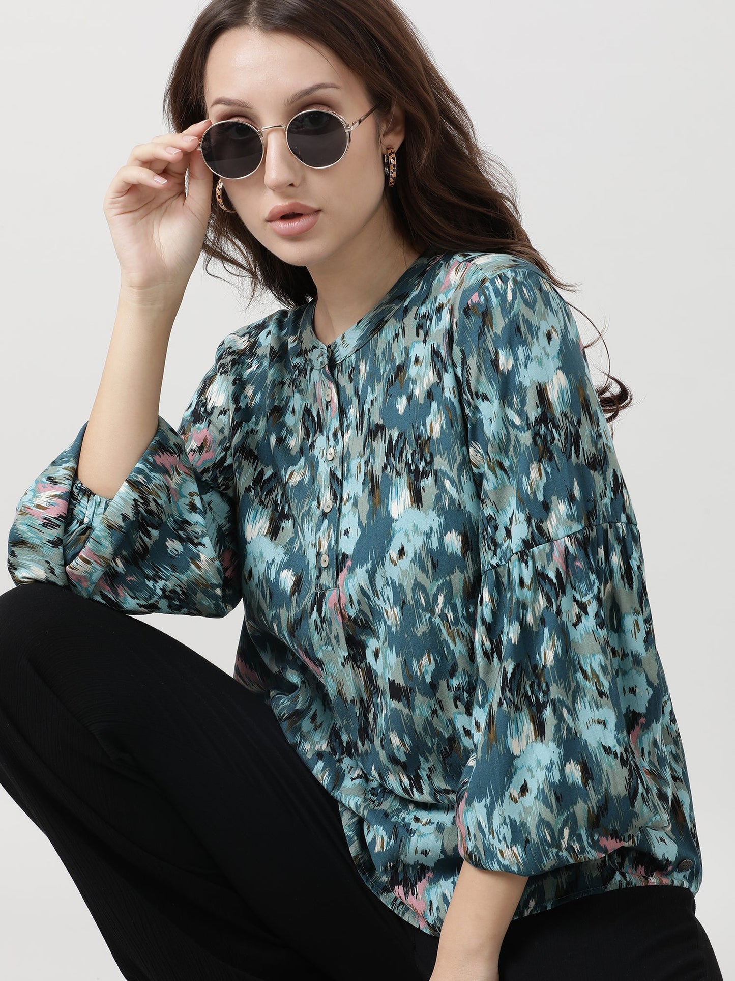 Women Viscose Teal Stylish Top