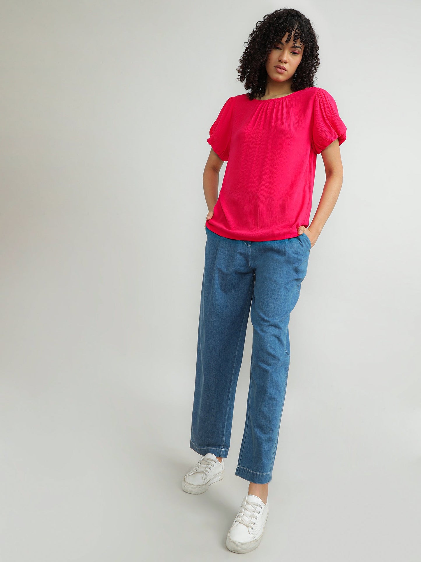 Women Viscose Pink Elegant Top
