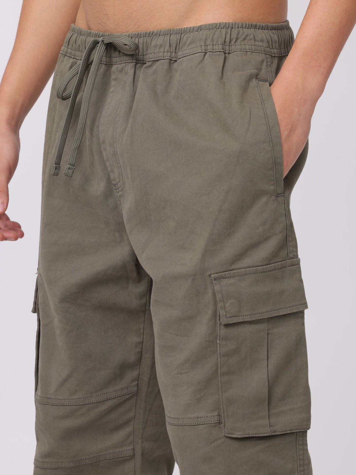 Men Olive Regular Fit Cargo Pants