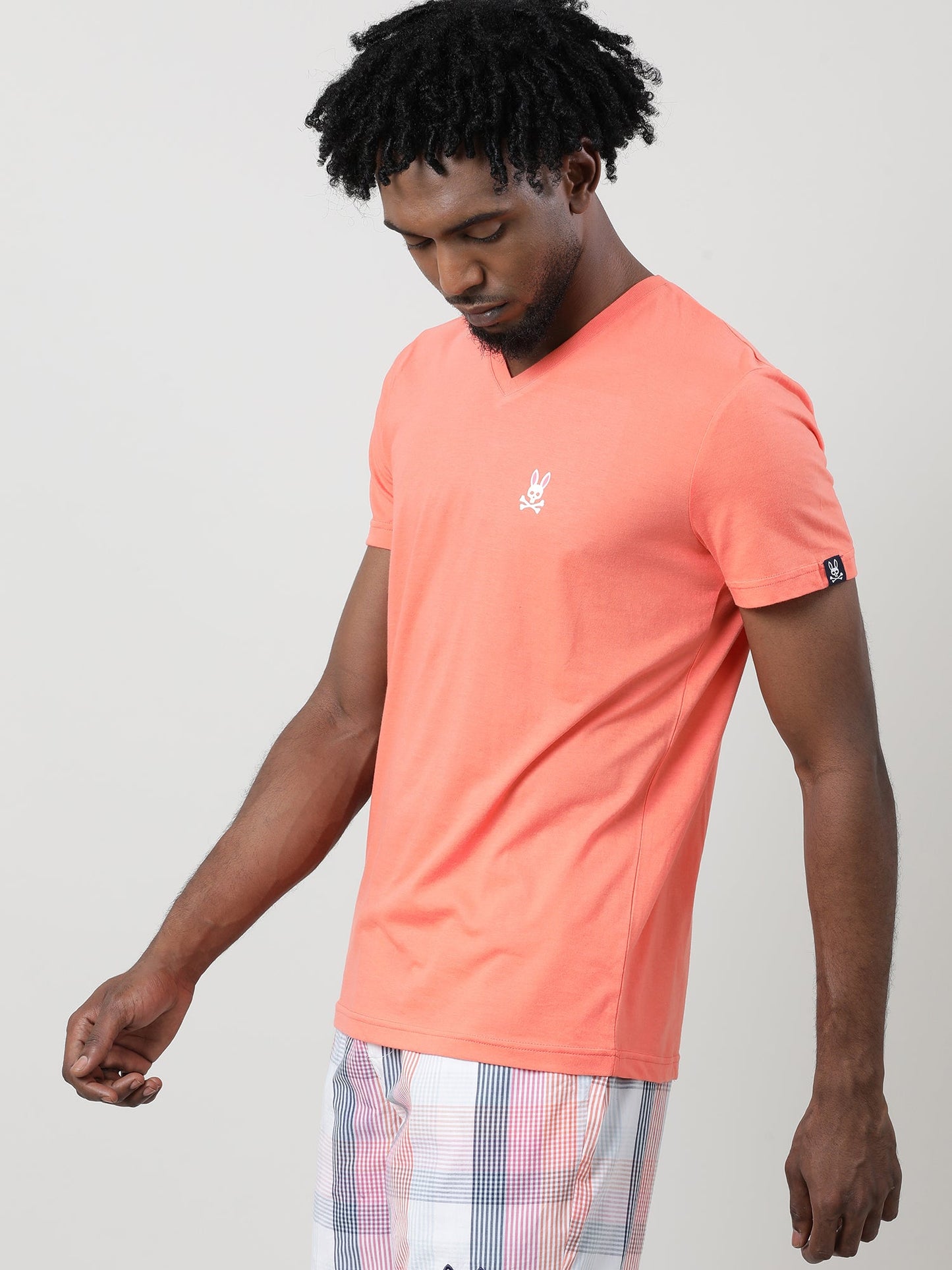 Orange Regular Fit Super Soft V neck T shirt