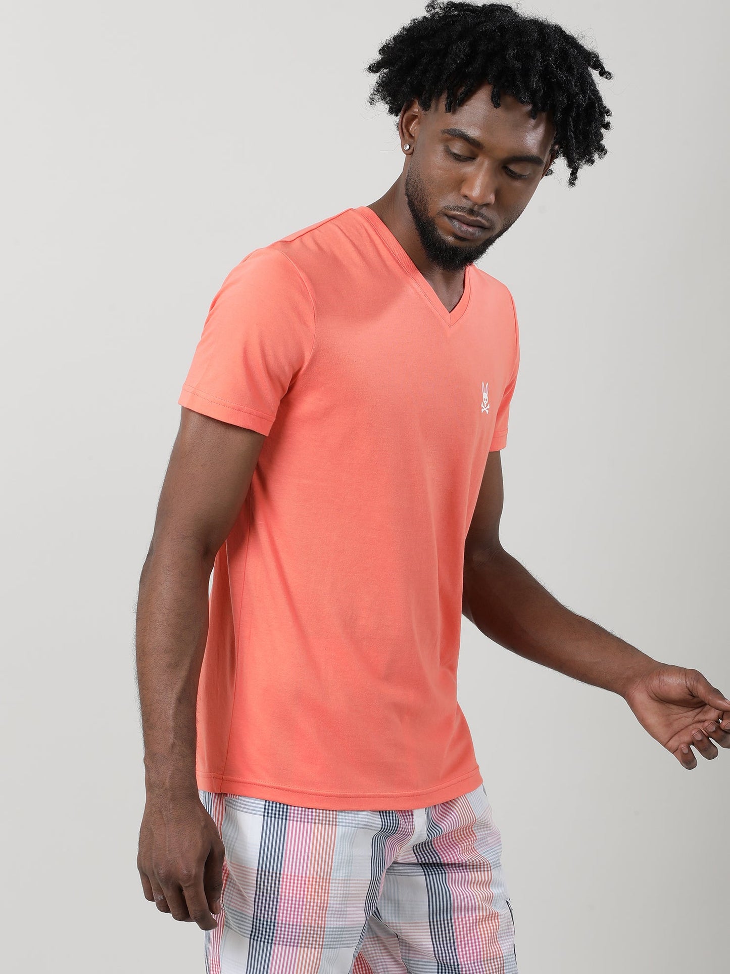 Orange Regular Fit Super Soft V neck T shirt