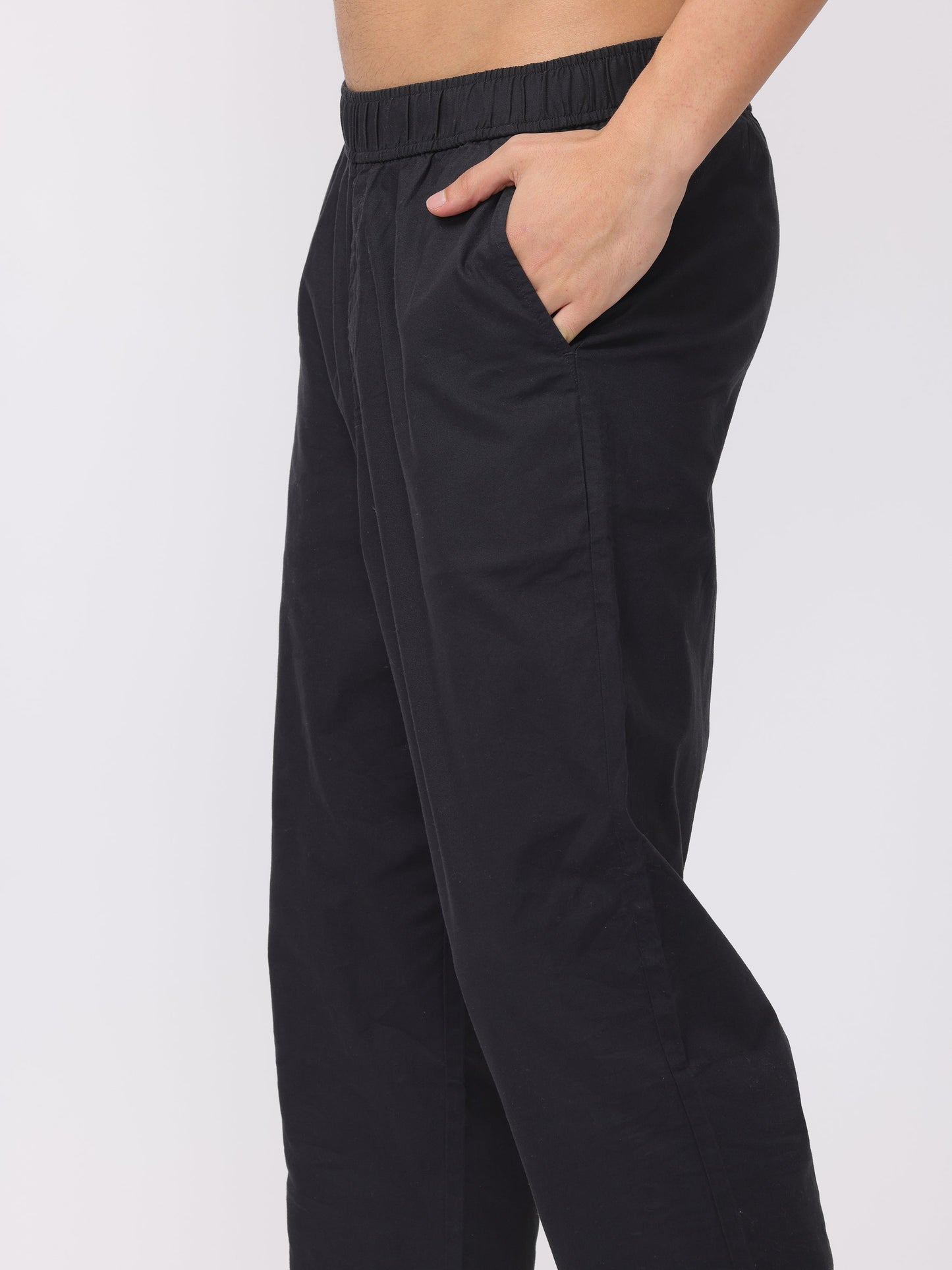 Men Black Regular Fit Elastic Waist Pants