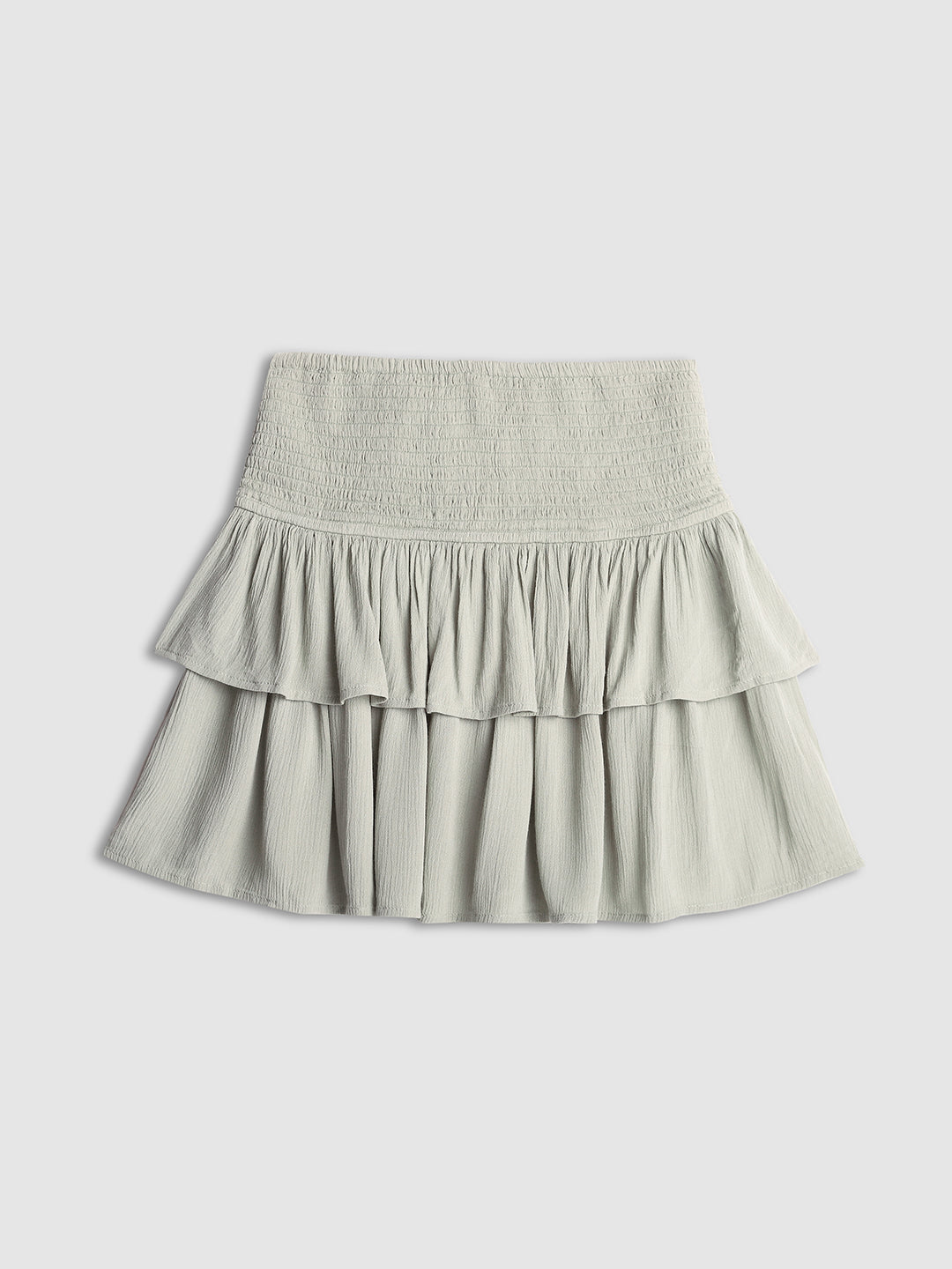 Women Green Layered Mini Skirt