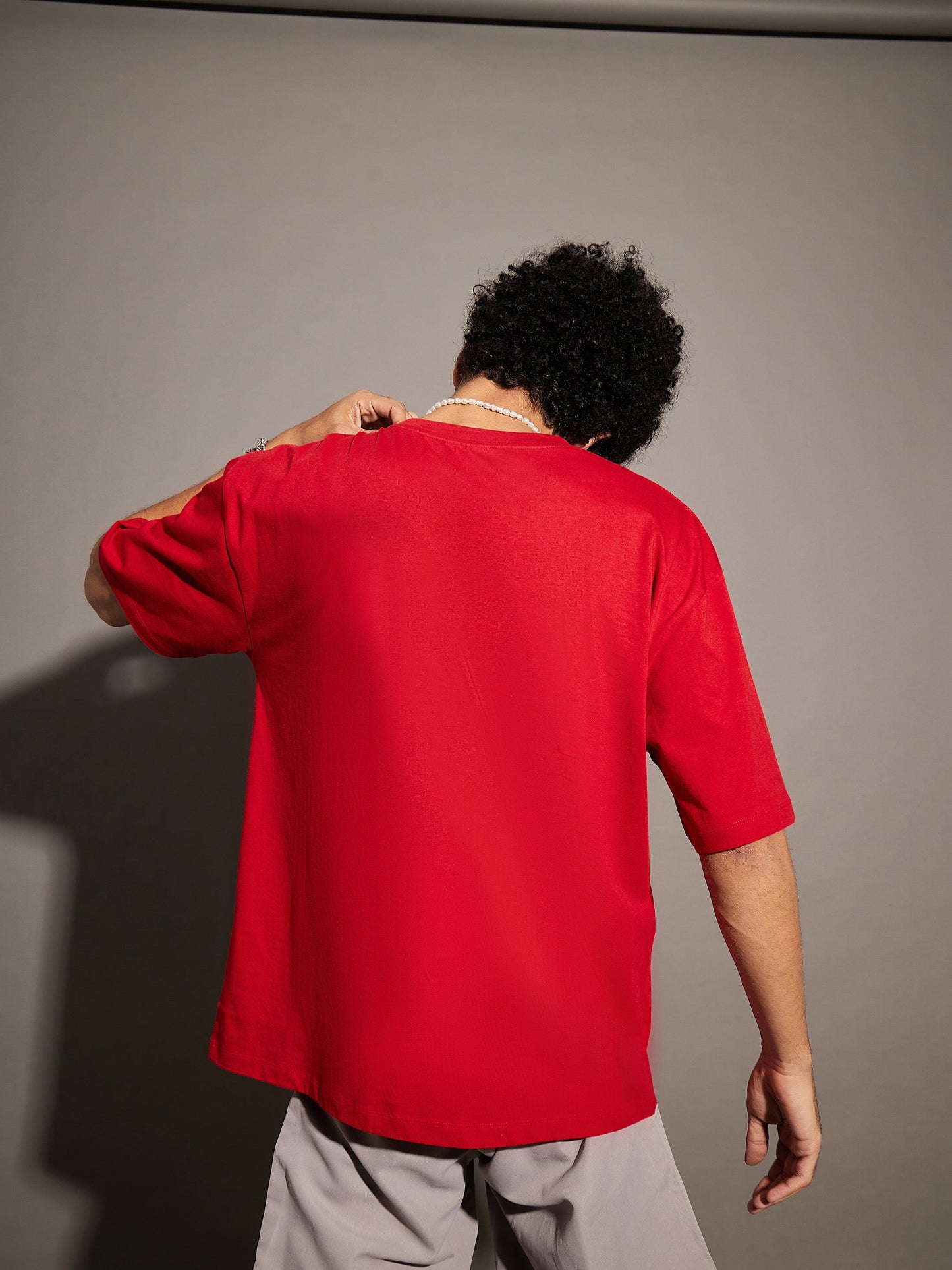 Unisex Red Let'S Go Oversized T-Shirt