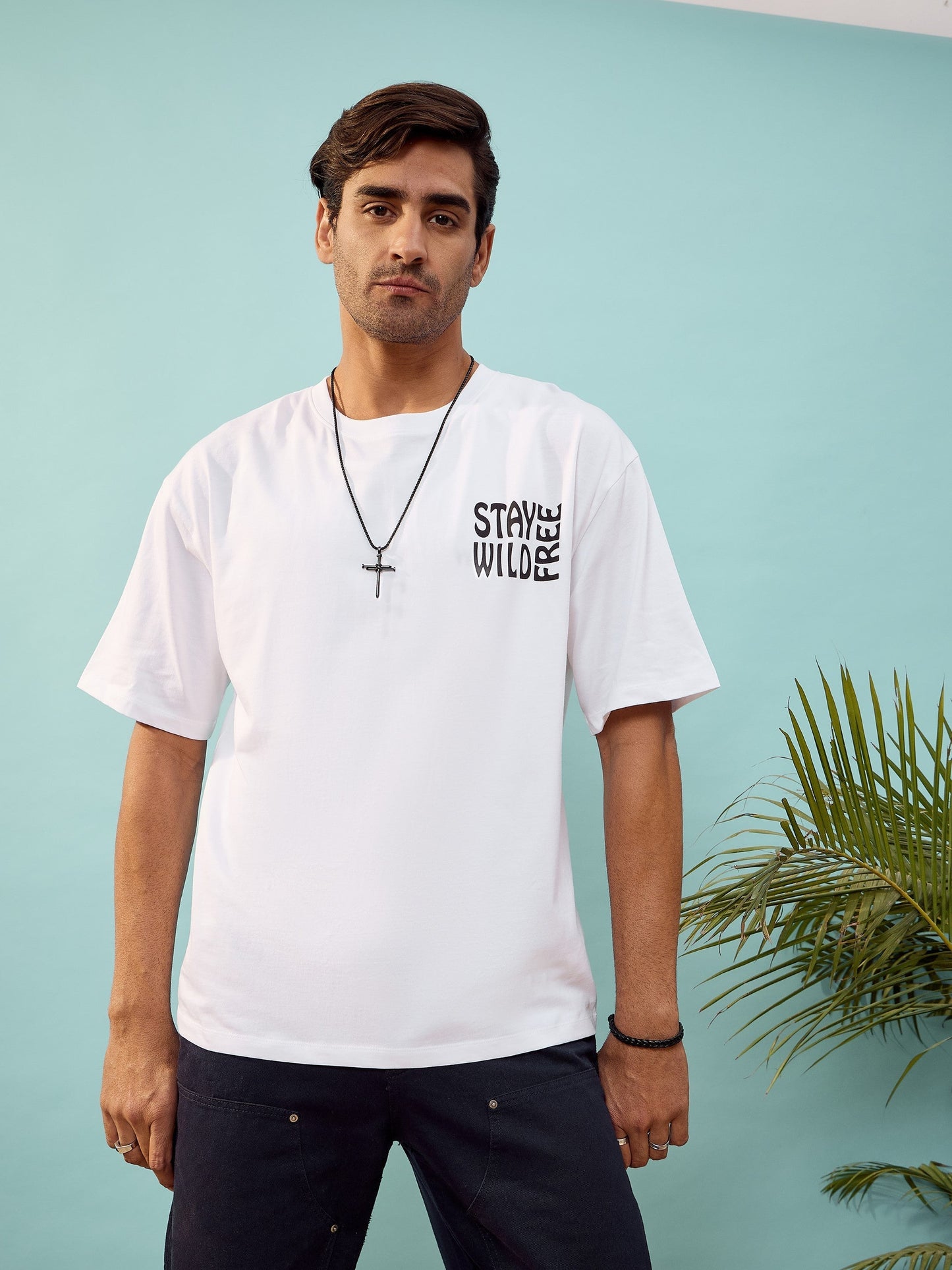 Unisex White Stay Wild Oversize T-Shirt