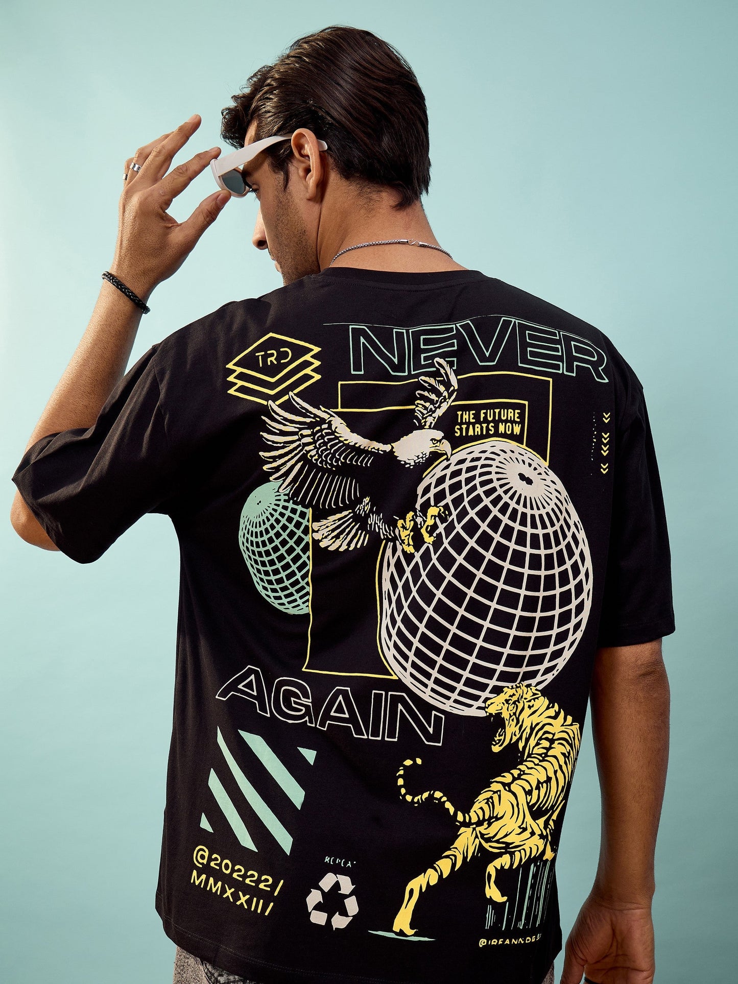 Unisex Black Never Again Oversize T-Shirt