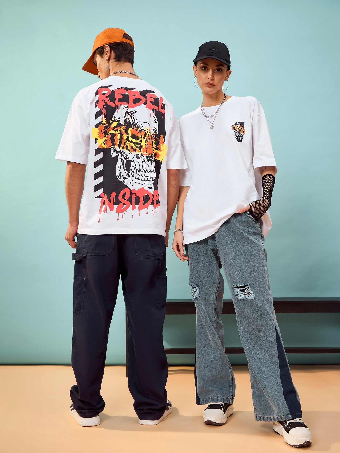 Unisex White Rebel Oversize T-Shirt