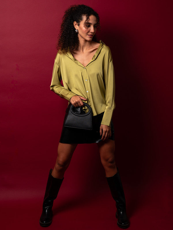 Premium Oversized Spread Collar Satin Party Shirt