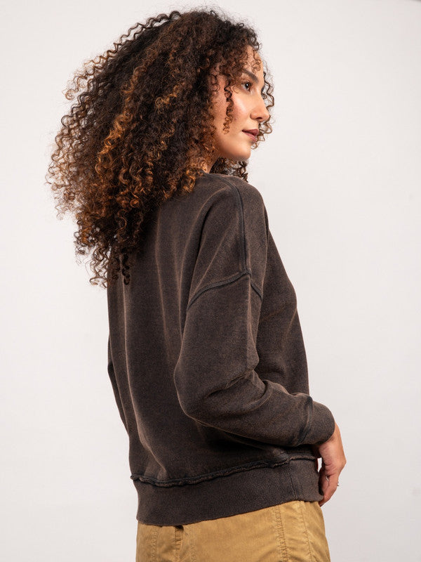 Oversized Garment Washed Sweatshirt
