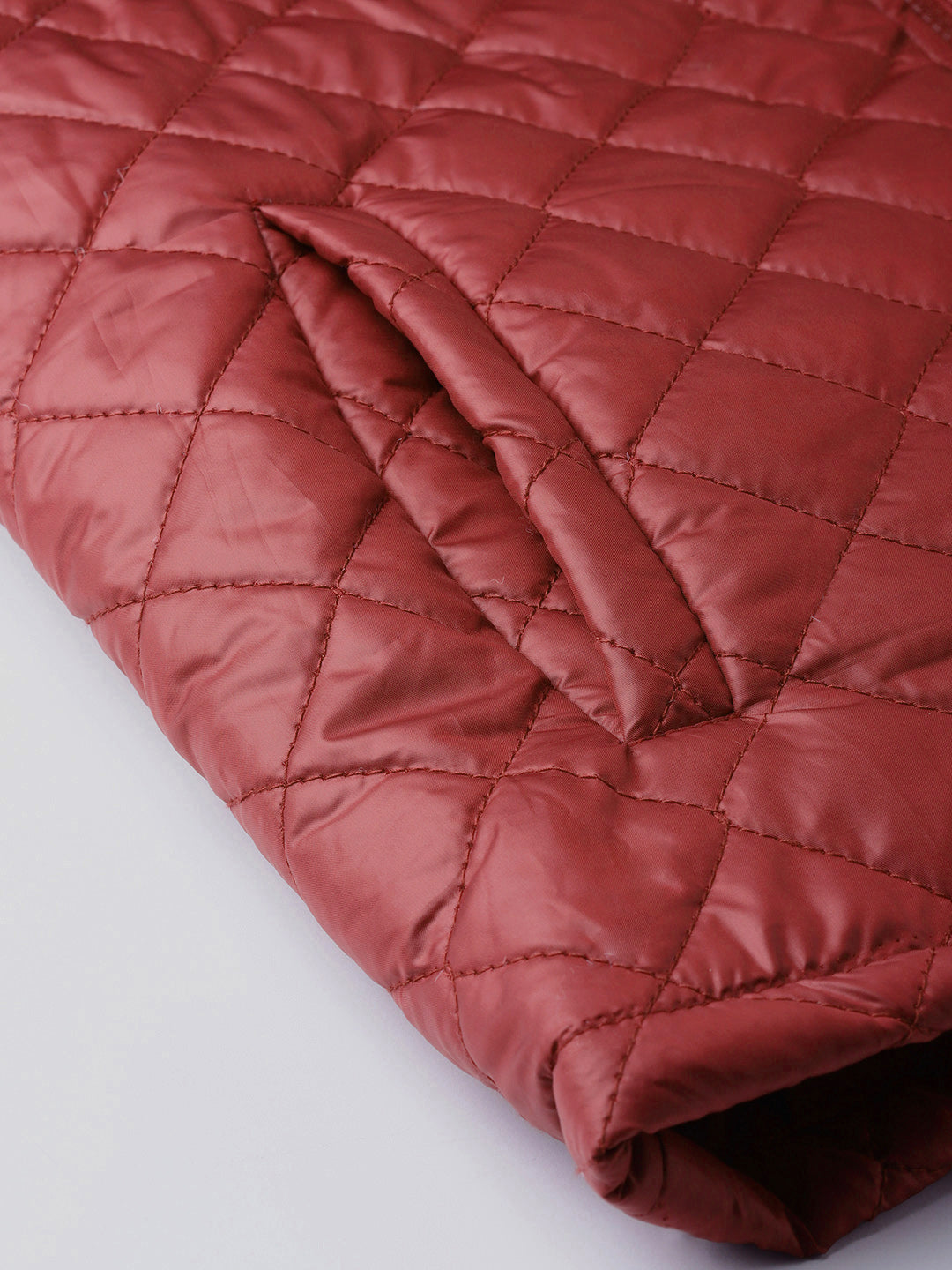 Women Burgundy Quilted Jacket