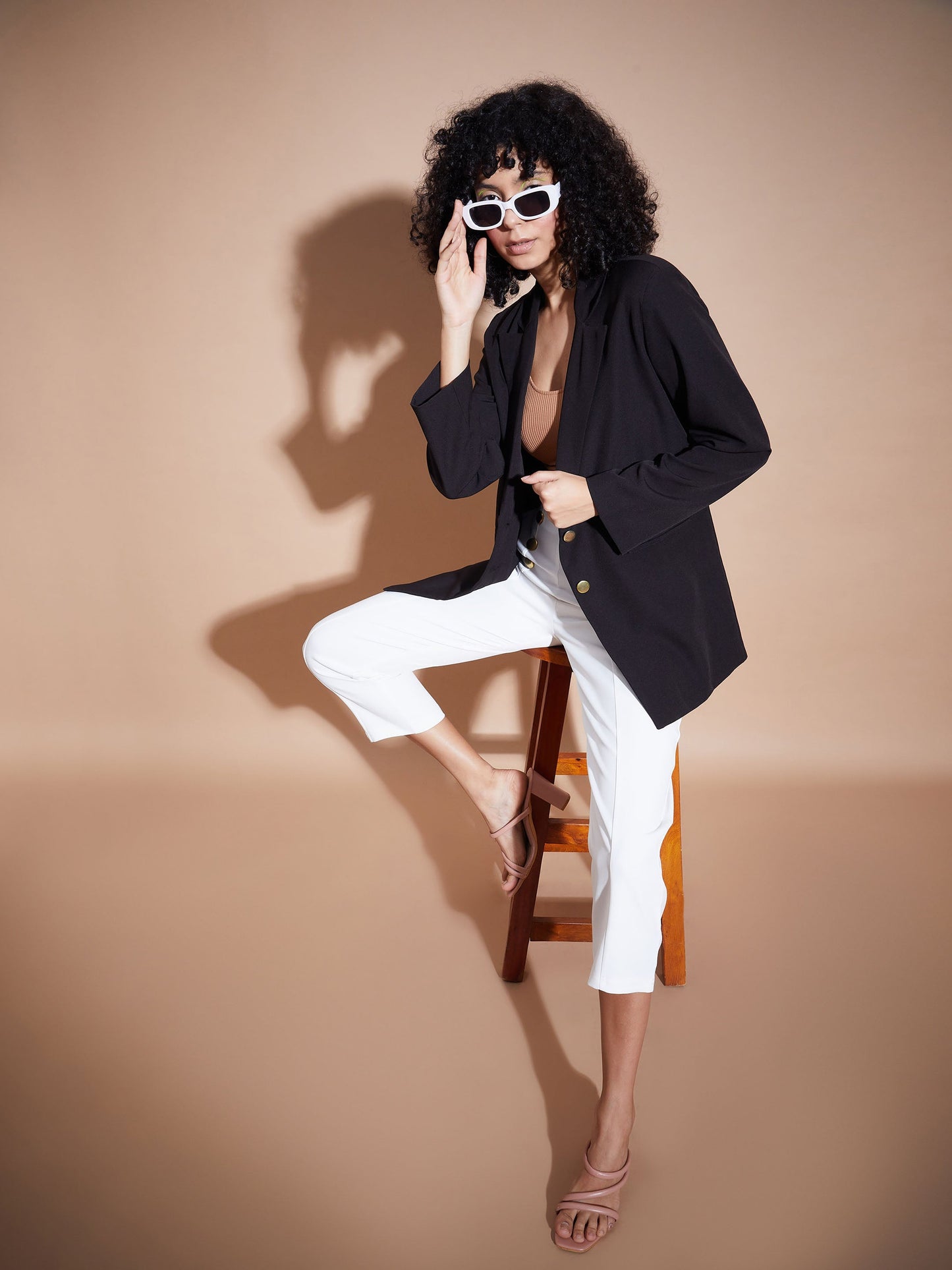 White Front Darted Balloon Fit Pants-SASSAFRAS BASICS