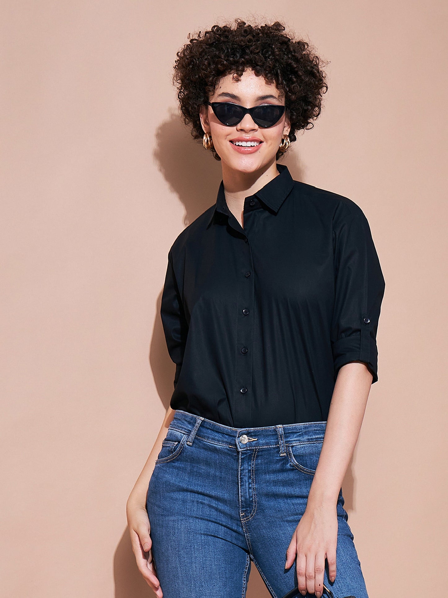 Black Cotton Poplin Shirt-SASSAFRAS BASICS