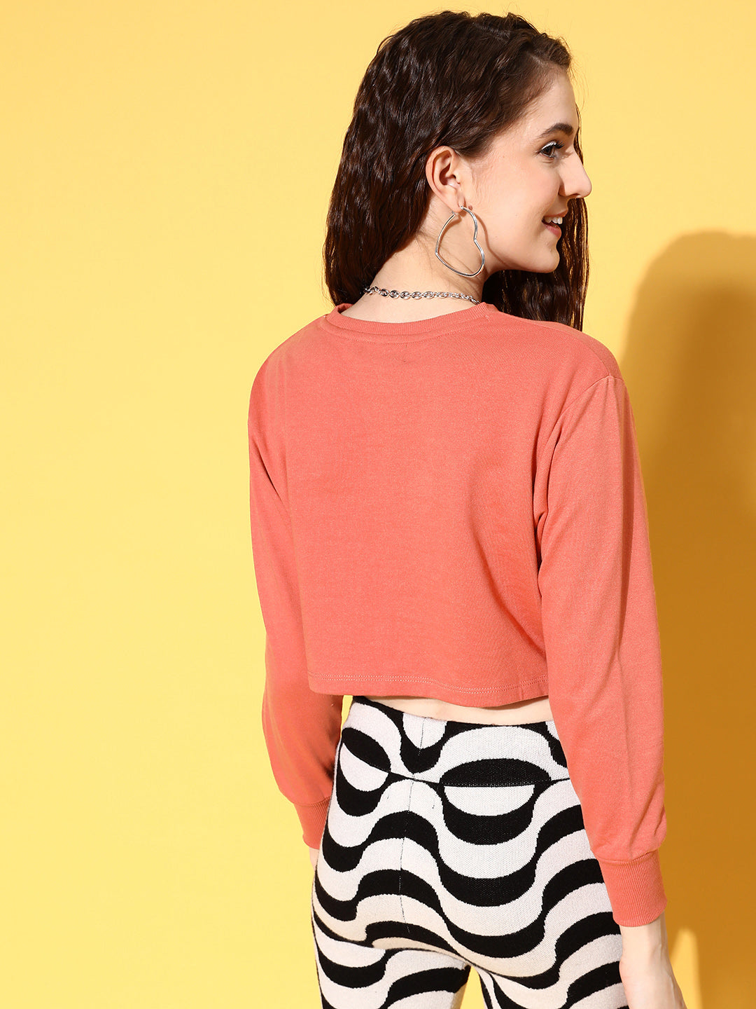 Coral Terry Twisted Crop Sweatshirt-SASSAFRAS