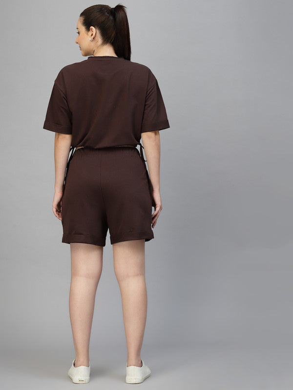 Odour Free Shorts With Round Neck T-shirt Co Ord Set For Women
