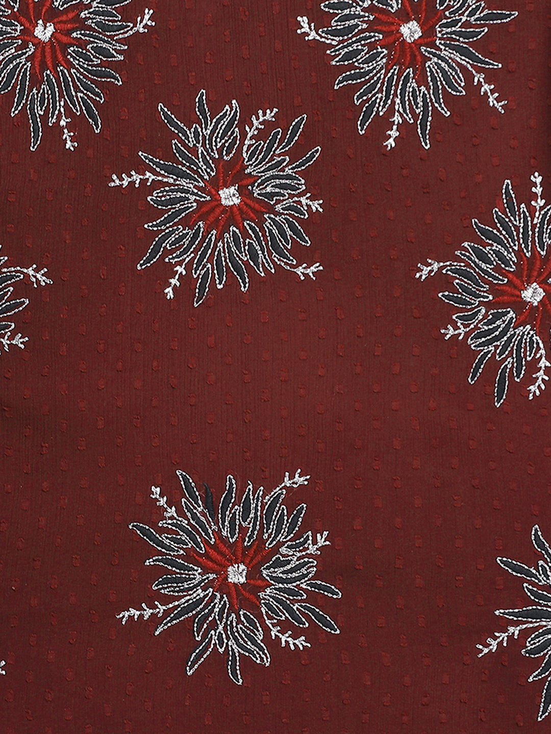 Women Maroon Floral Embroidery Top