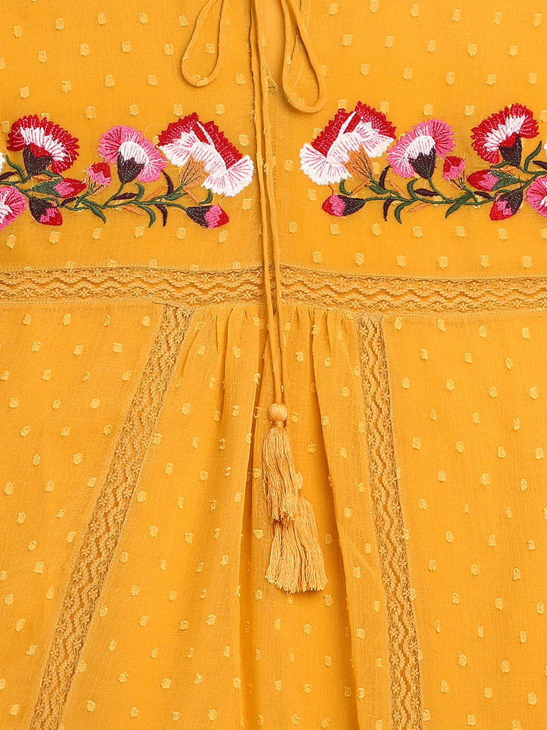 Women Mustard Self Design Textured Top