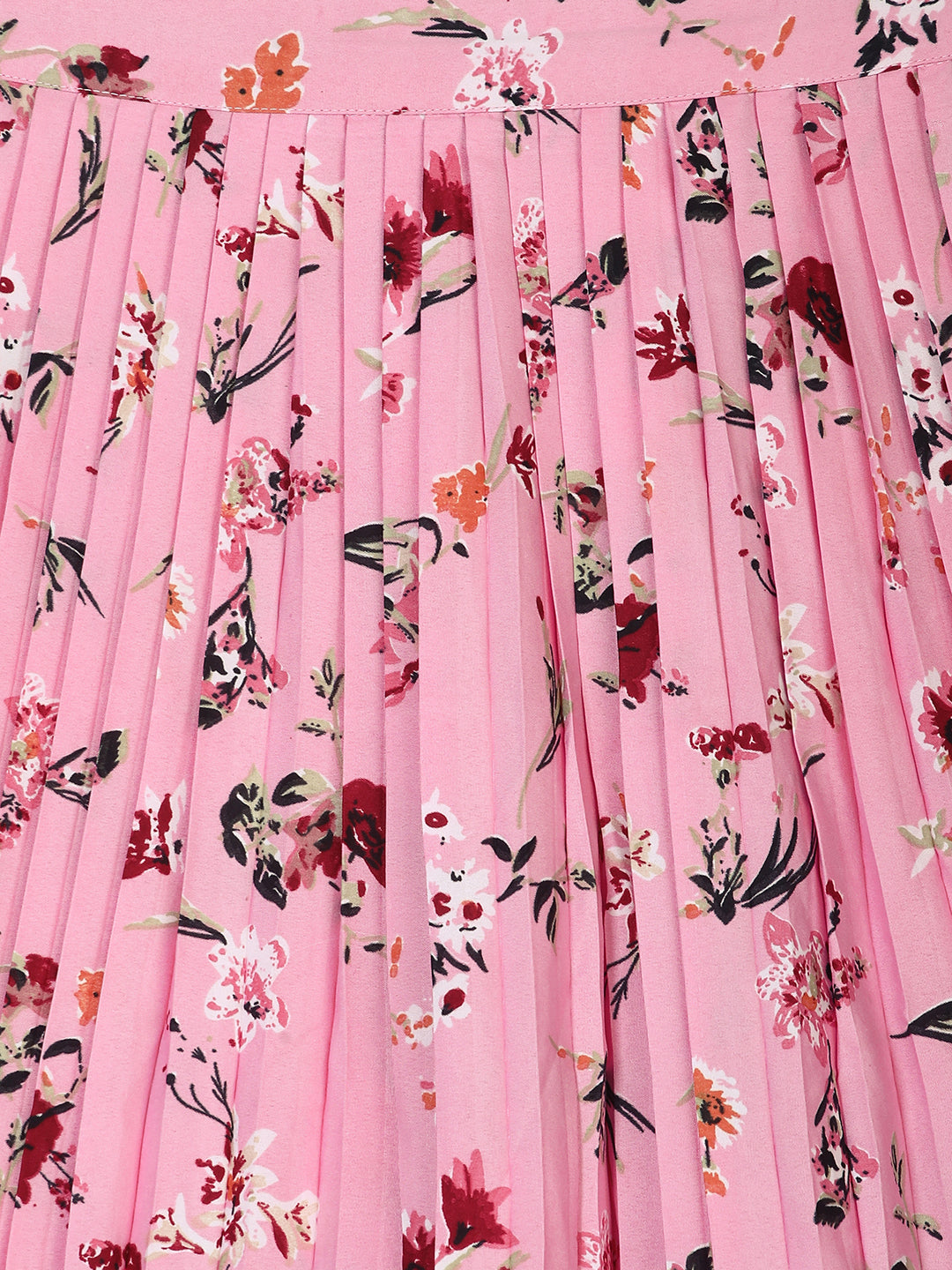Women Pink Printed Pleated Skirt