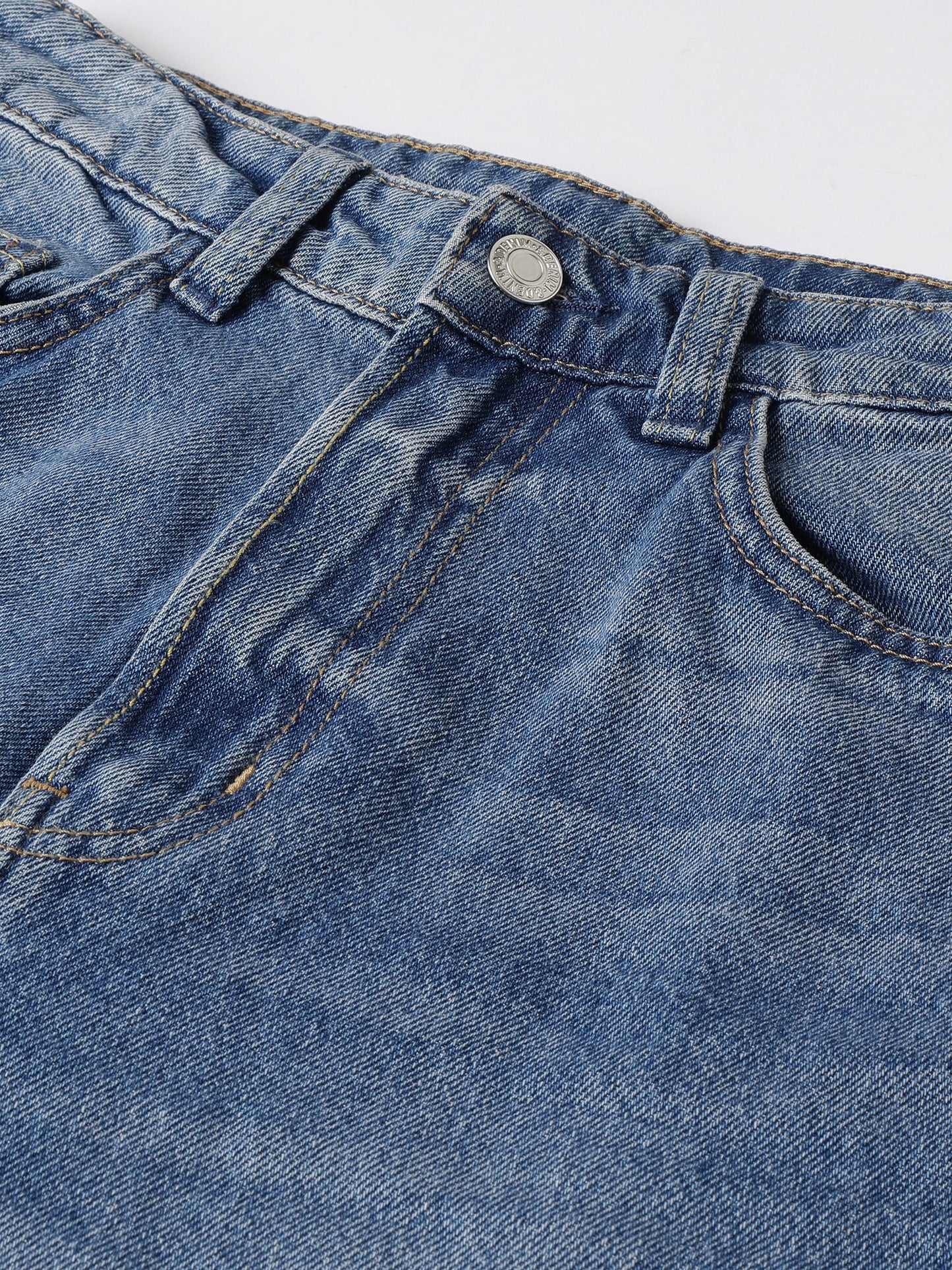 Women Regular Fit Blue Washed Denim Pants