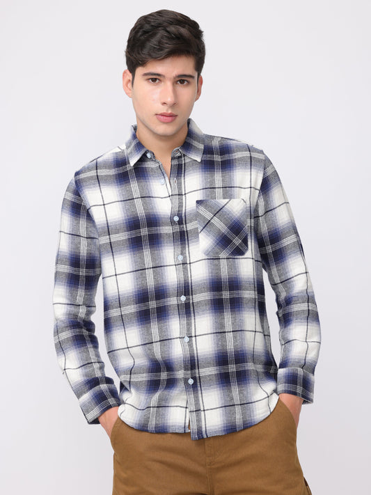 Men Blue Regular Fit Checked Shirt