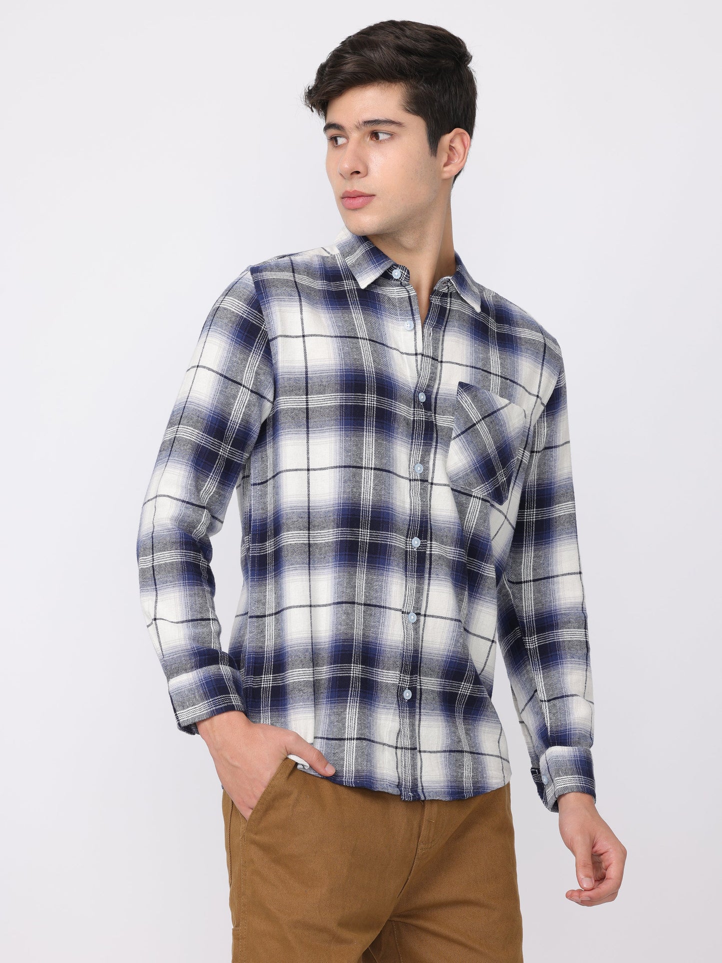 Men Blue Regular Fit Checked Shirt