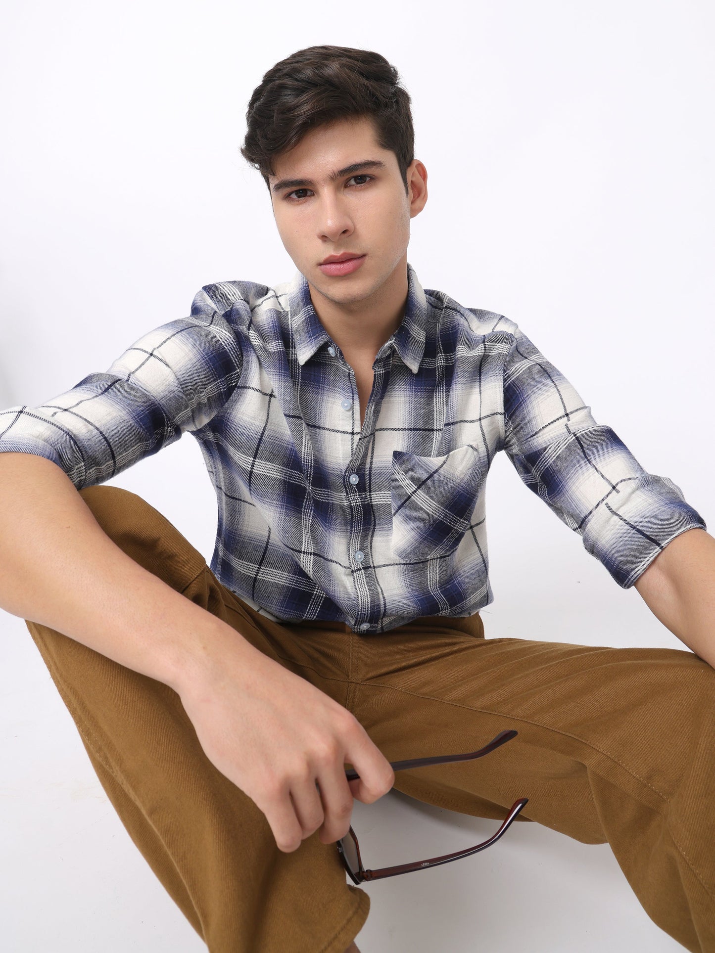 Men Blue Regular Fit Checked Shirt