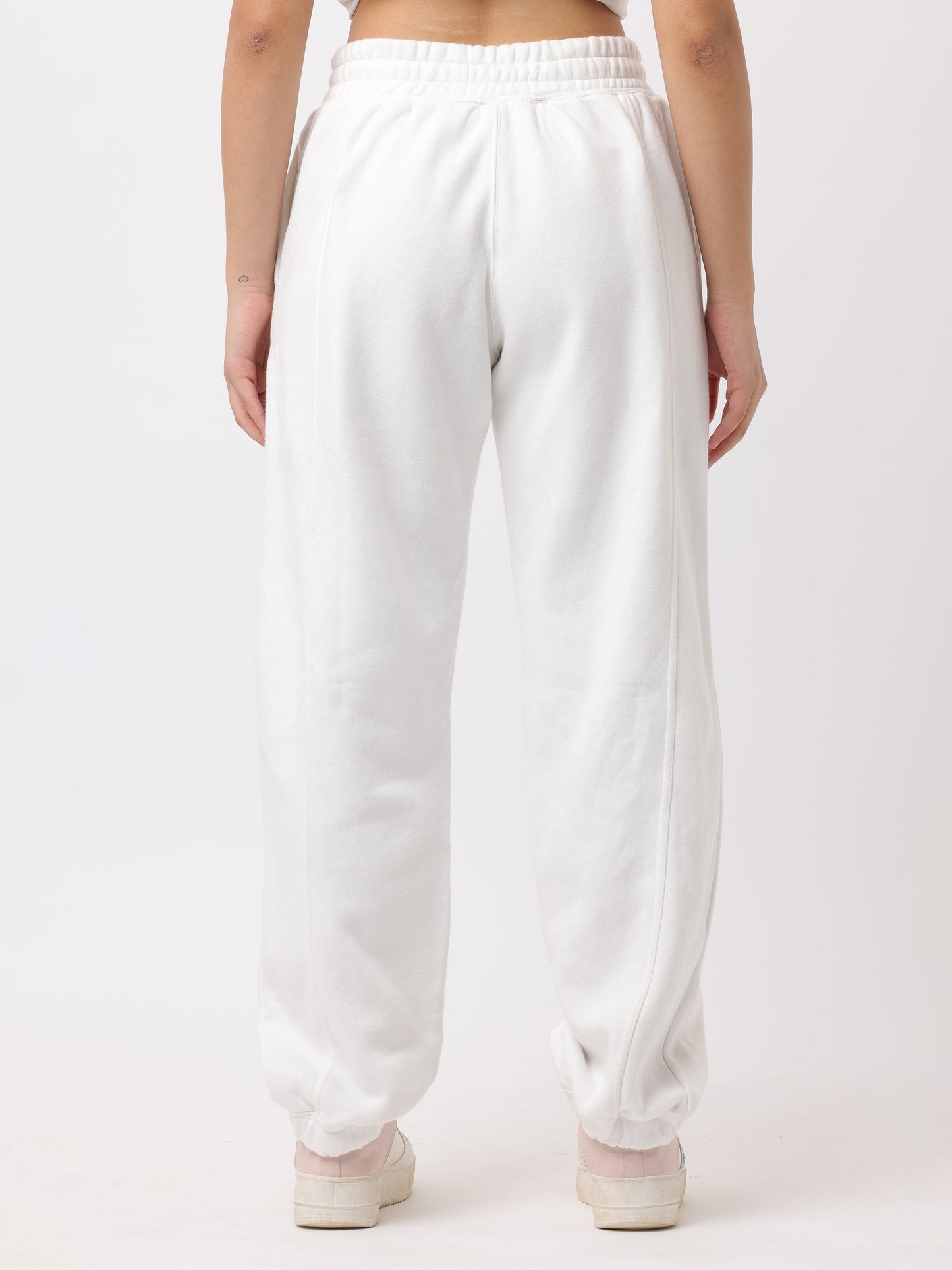 Women White Comfort Fit Joggers
