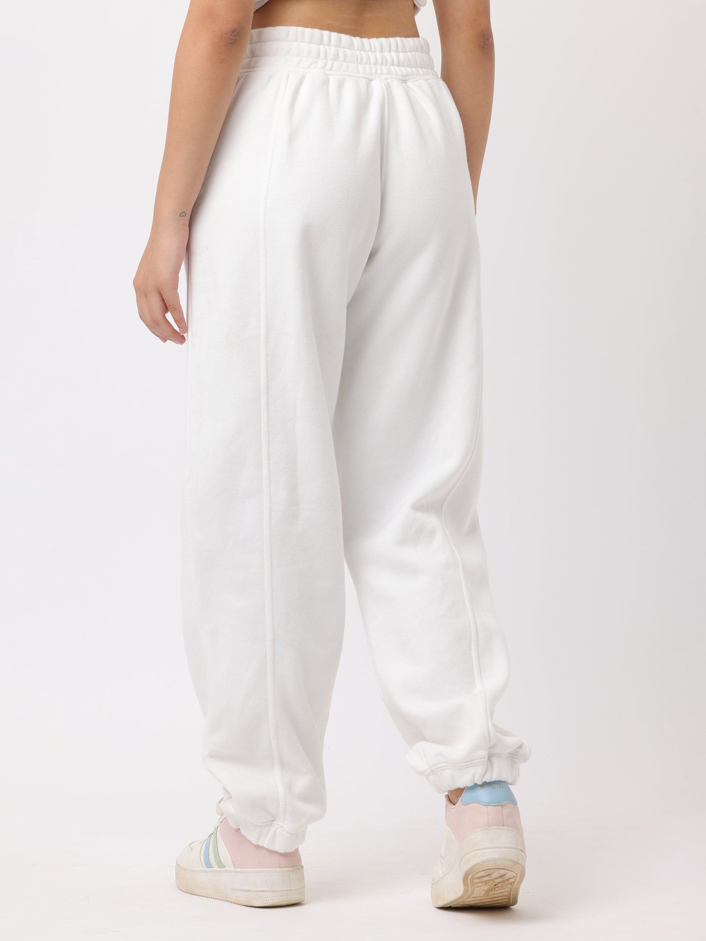 Women White Comfort Fit Joggers