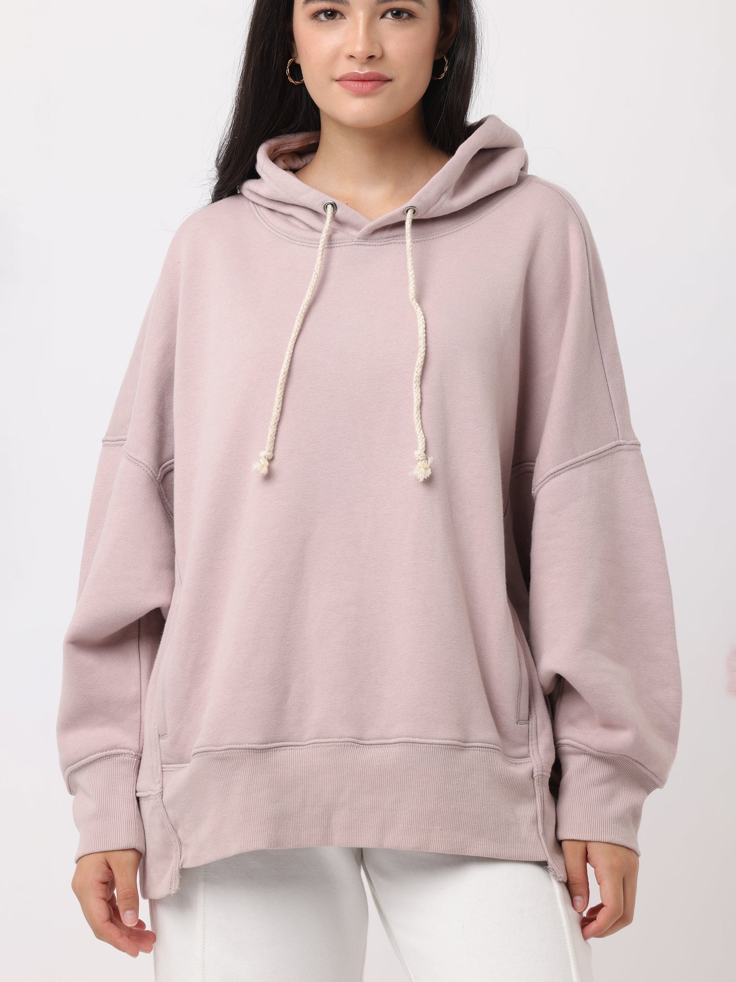 Women Light Purple Oversized Hoodie