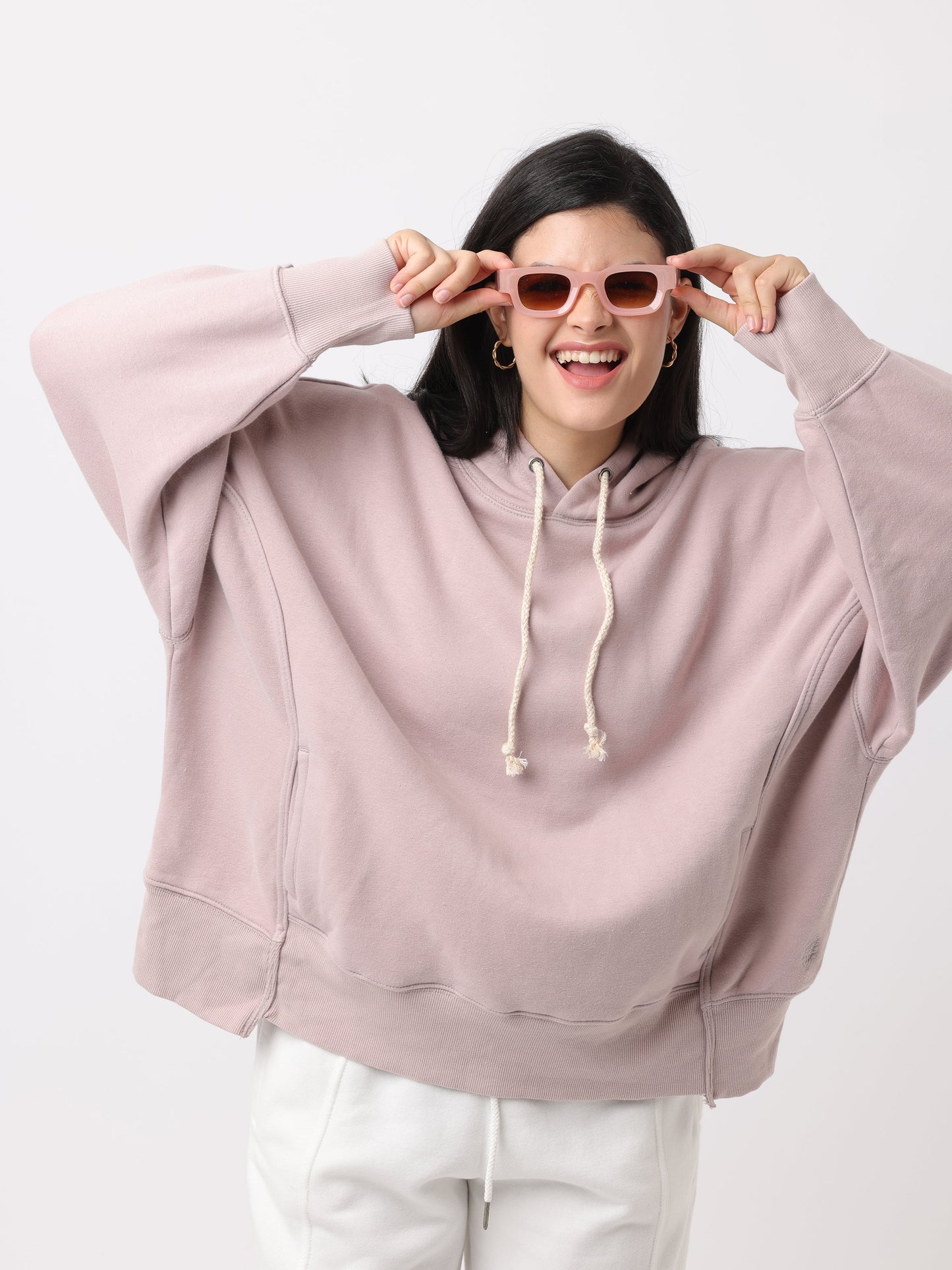 Women Light Purple Oversized Hoodie